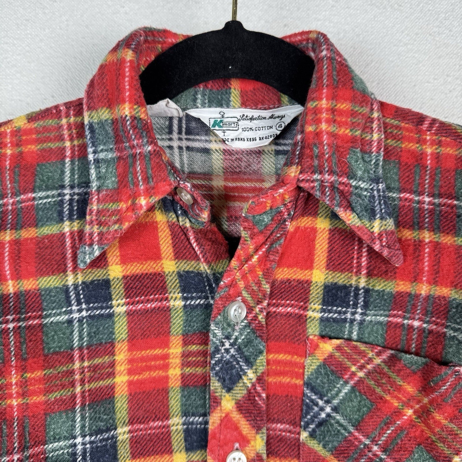 Vintage 60’s 70’s Kmart Kids Flannel Old Navy Cargo Pants Set Red Blue Green 4T