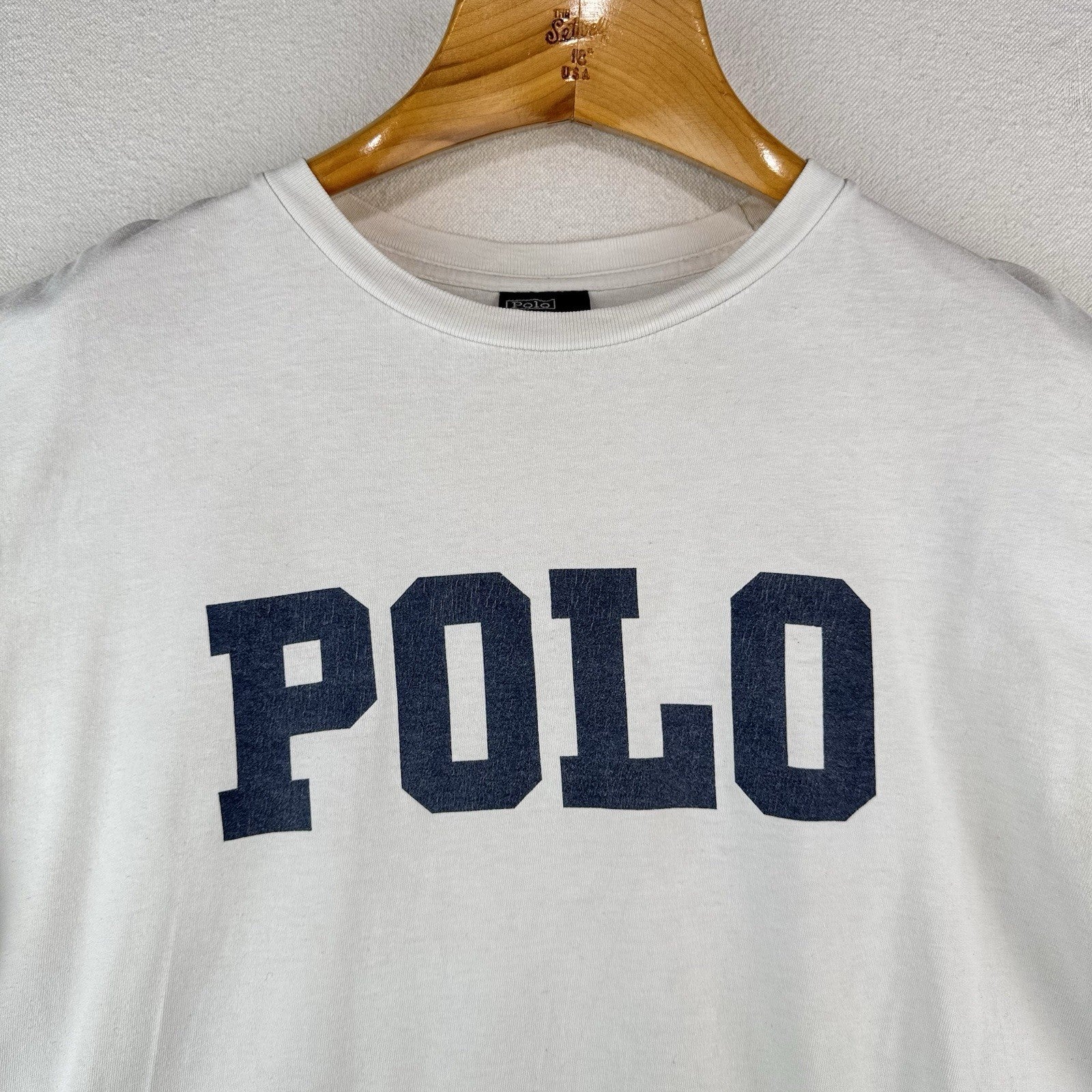 90s Vintage Polo Ralph Lauren T Shirt Large College Spell Out White