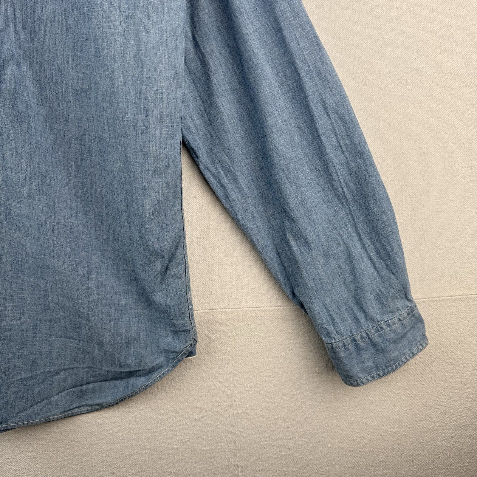 Vintage Ralph Lauren Men's XL Blue Chambray Button Down Shirt Western Workwear
