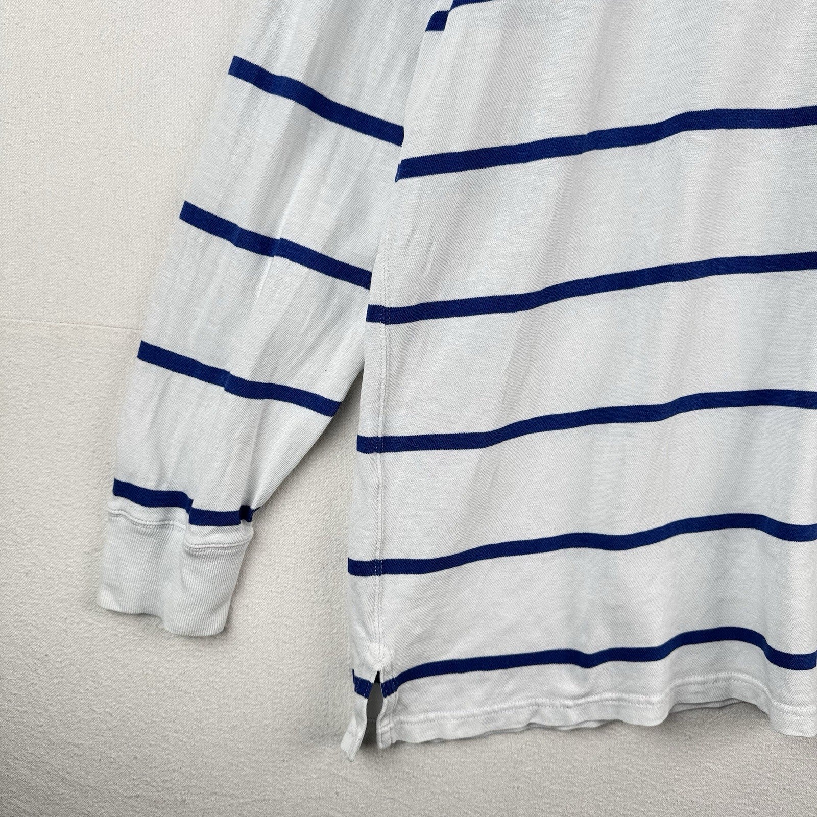 90’s Vtg Polo Ralph Lauren Rugby Shirt Mens 3XLT White Blue Stripe Lightweight