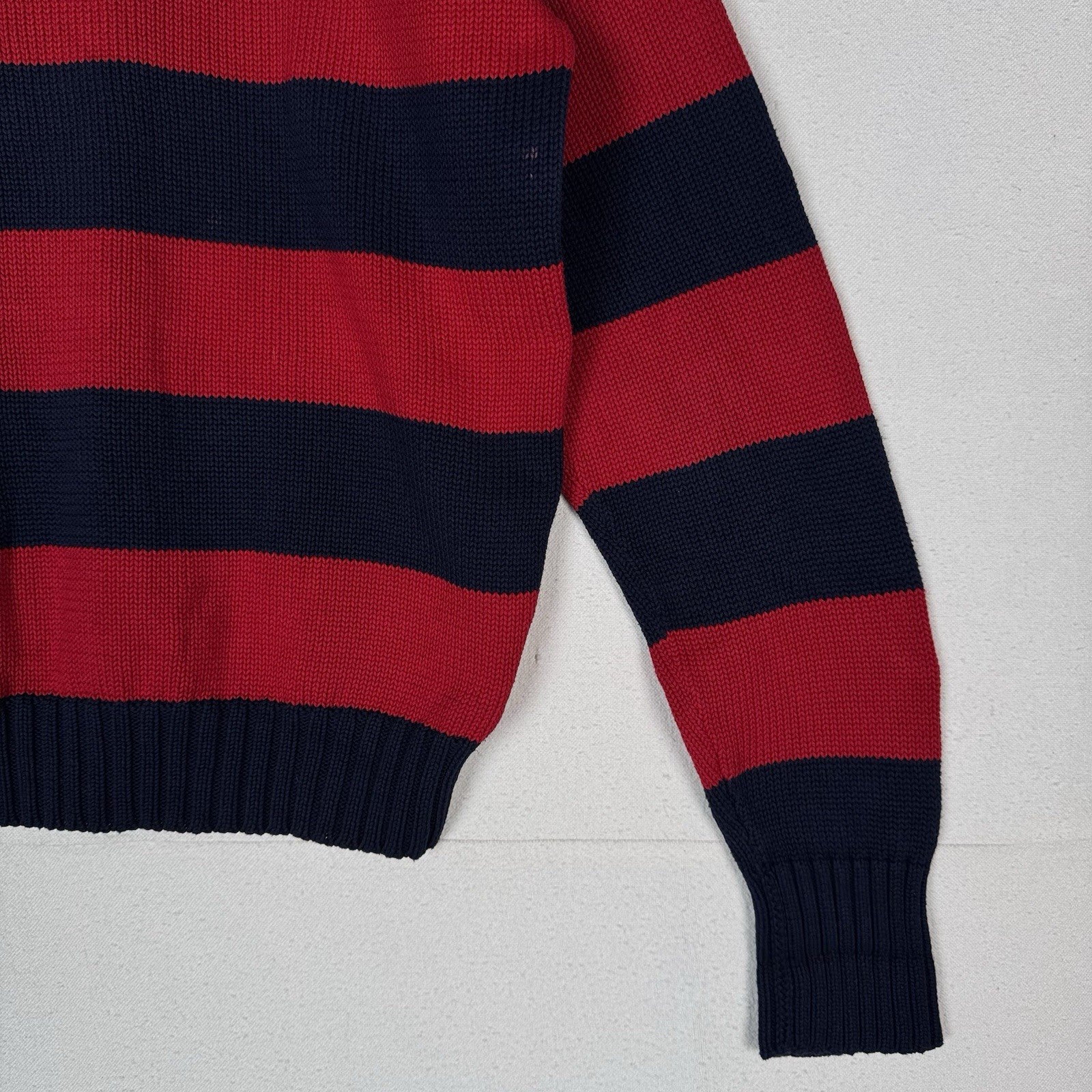 90’s Vtg Polo Ralph Lauren Knit Sweater Men’s M Red Navy Blue Color Block *Read