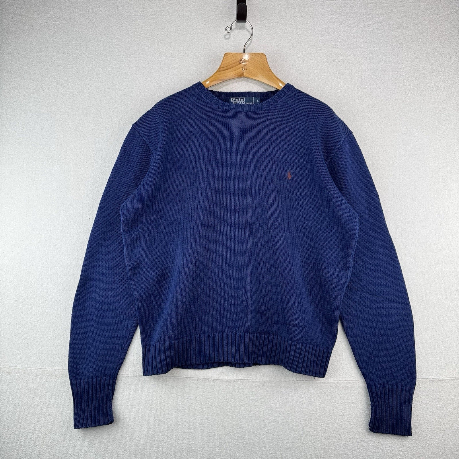 90's Vintage Polo Ralph Lauren Royal Blue Sweater Men's L Knit Crewneck
