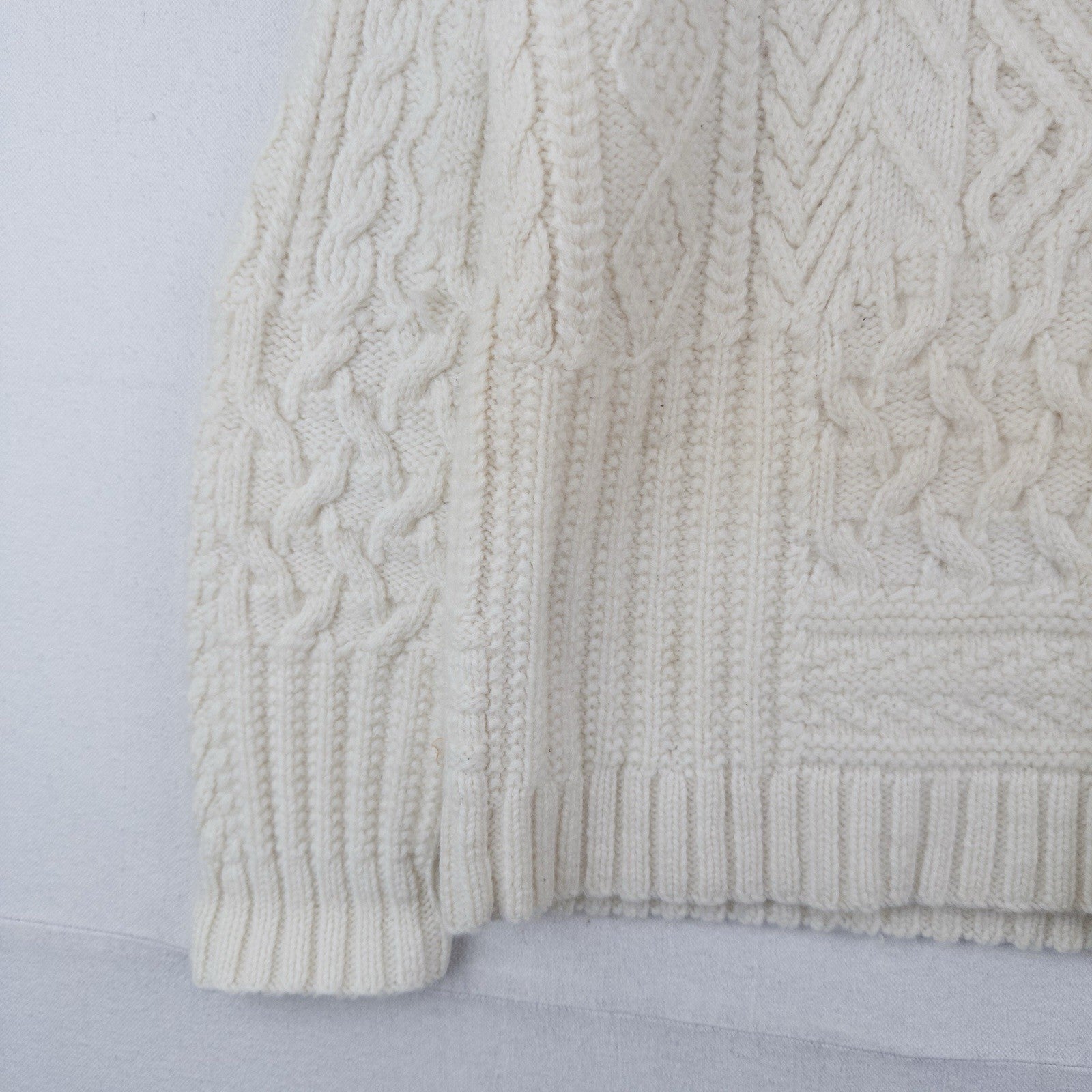 90’s Vtg Ralph Lauren Handknit Aran Patchwork Sweater Women’s M Cream *Read