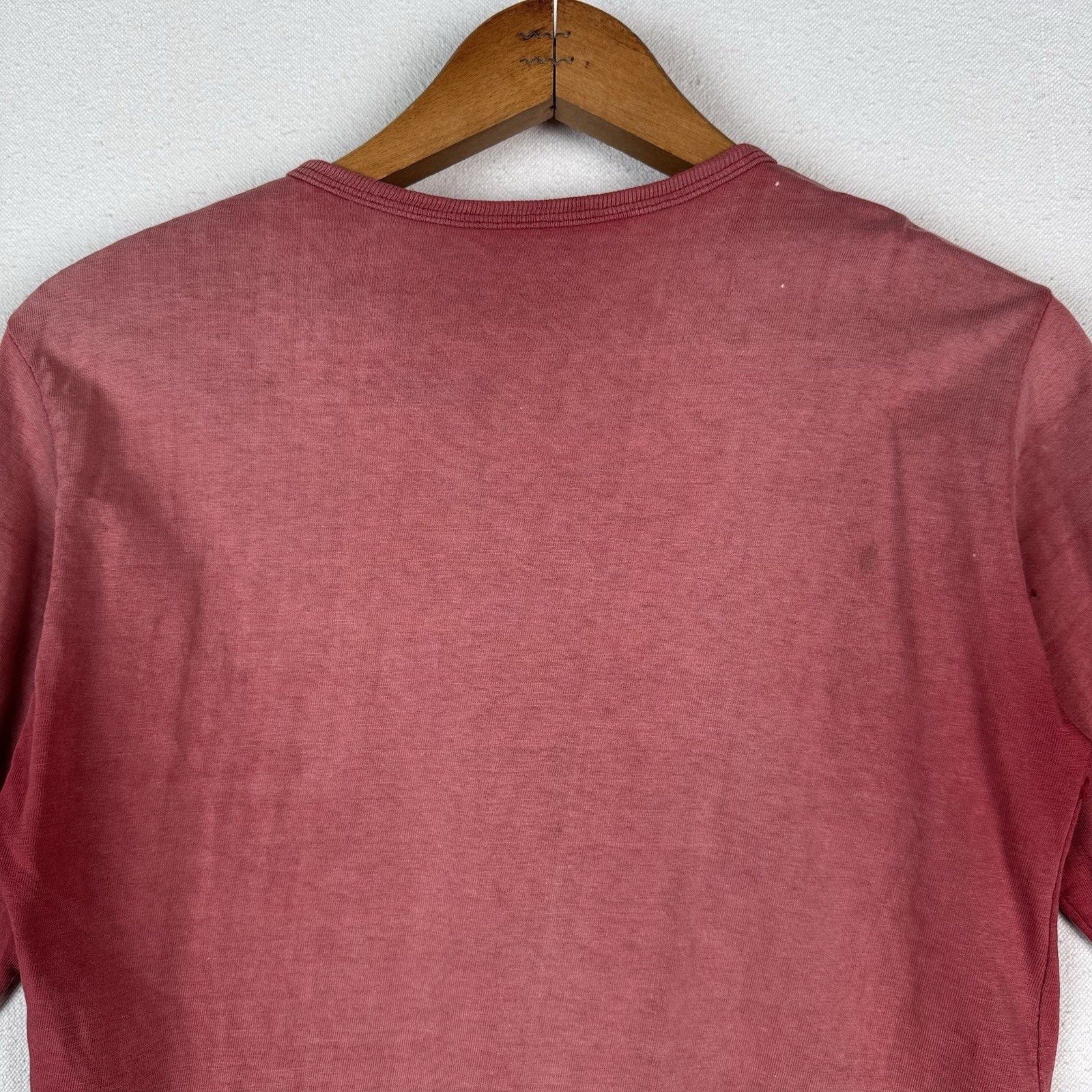 True Vintage 50s Kids Small Faded Distressed Red Henley Shirt Made In USA