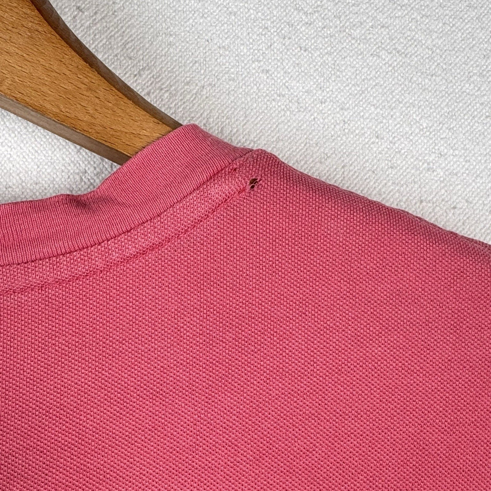 Polo Ralph Lauren Shirt Men Medium Salmon Pink Button Featherweight Mesh Henley