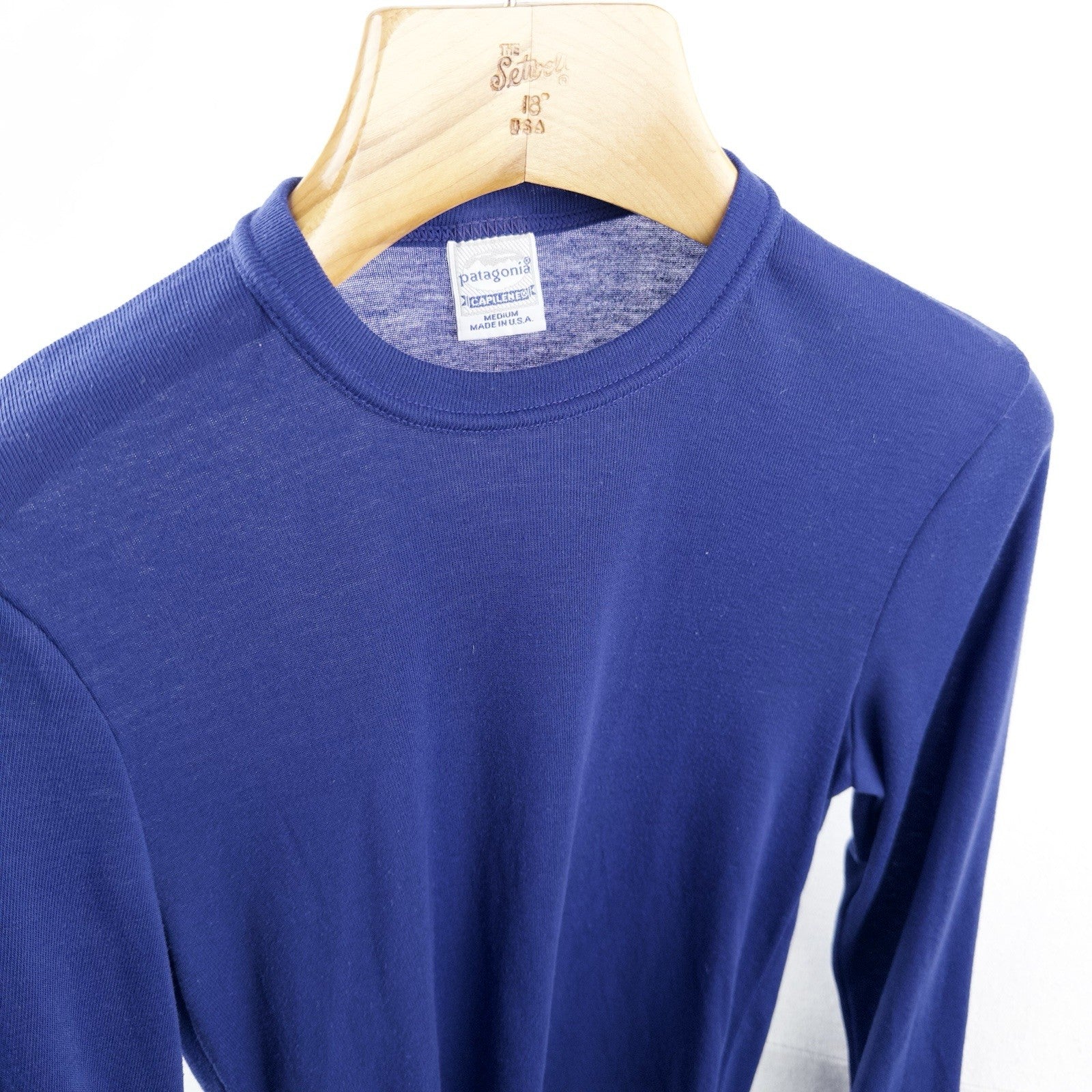 70’s Vtg Patagonia Capilene Shirt Men’s Medium Blue Long Sleeve Thin Made In USA
