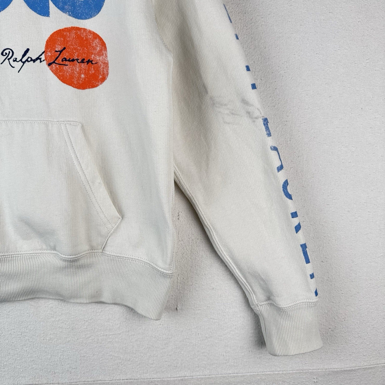 Polo Ralph Lauren Logo Wave Graphic Hoodie Women’s XS White Sun Surf *Read
