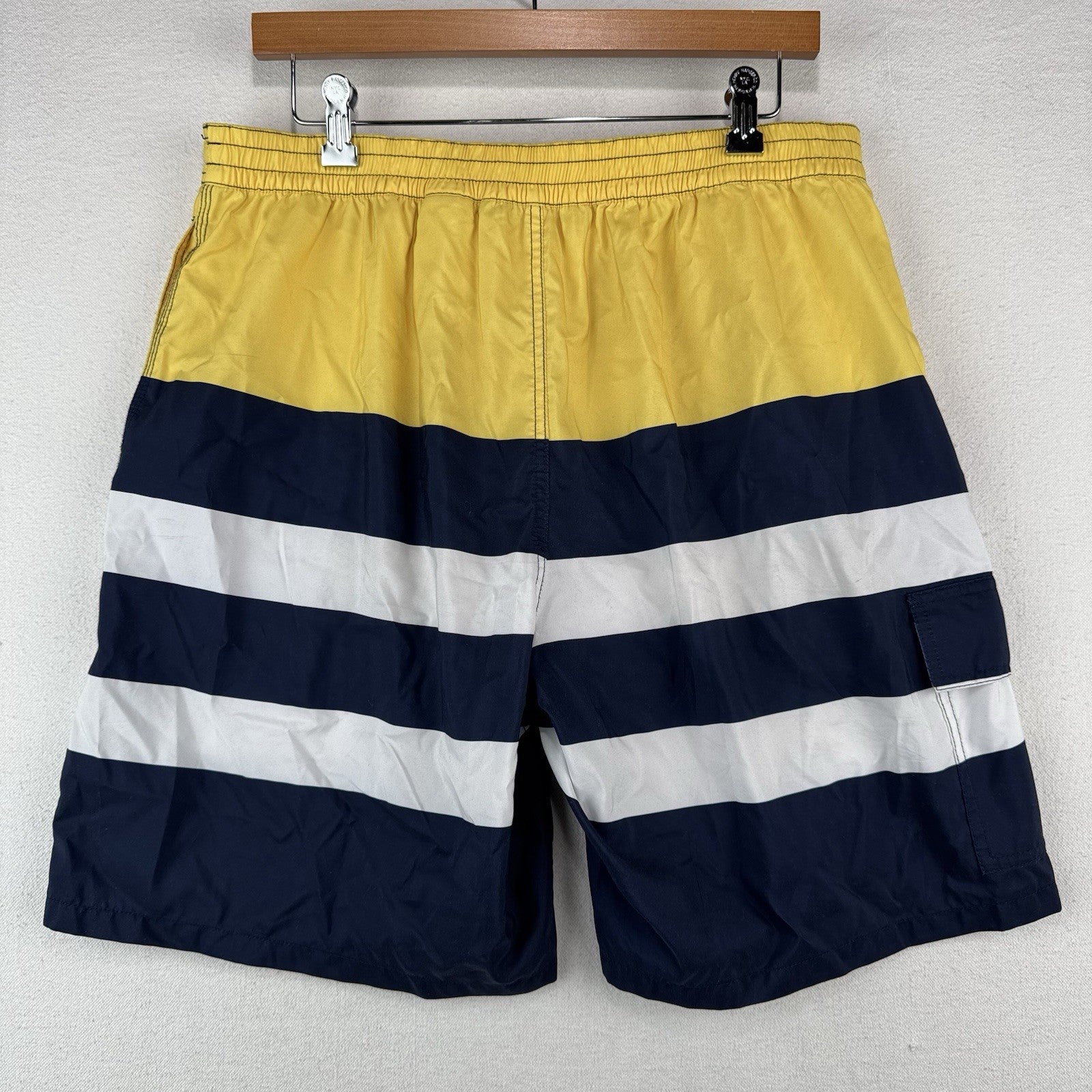 Polo Ralph Lauren Swim Trunks Men’s XL Striped Blue Yellow White Mesh Lined 8”