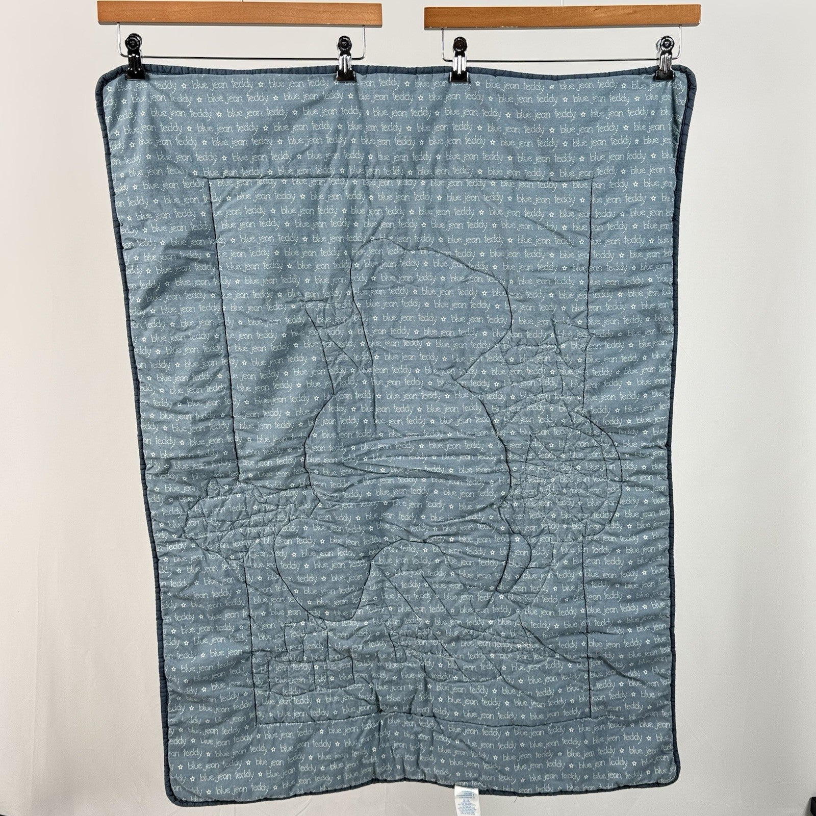 Baby Quilt by BJT Blue Jean Teddy Bear 3D Plush Teddy Boat/Bike/Plane/Car 40x30”