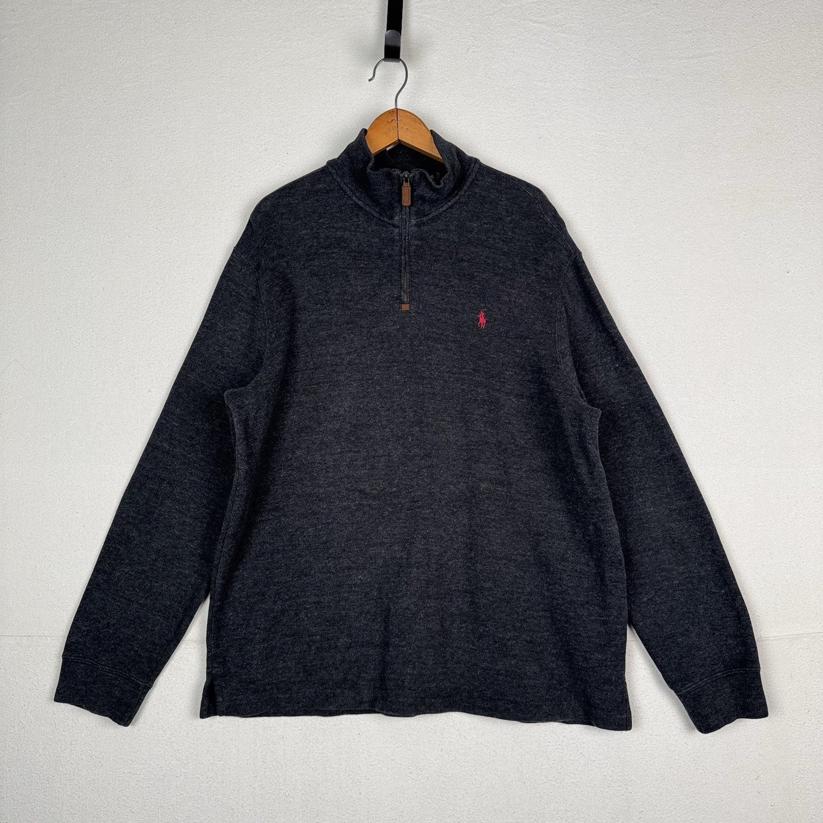 Polo Ralph Lauren Sweater 1/4 Zip Mens XL XLarge Gray Pullover Soft Touch