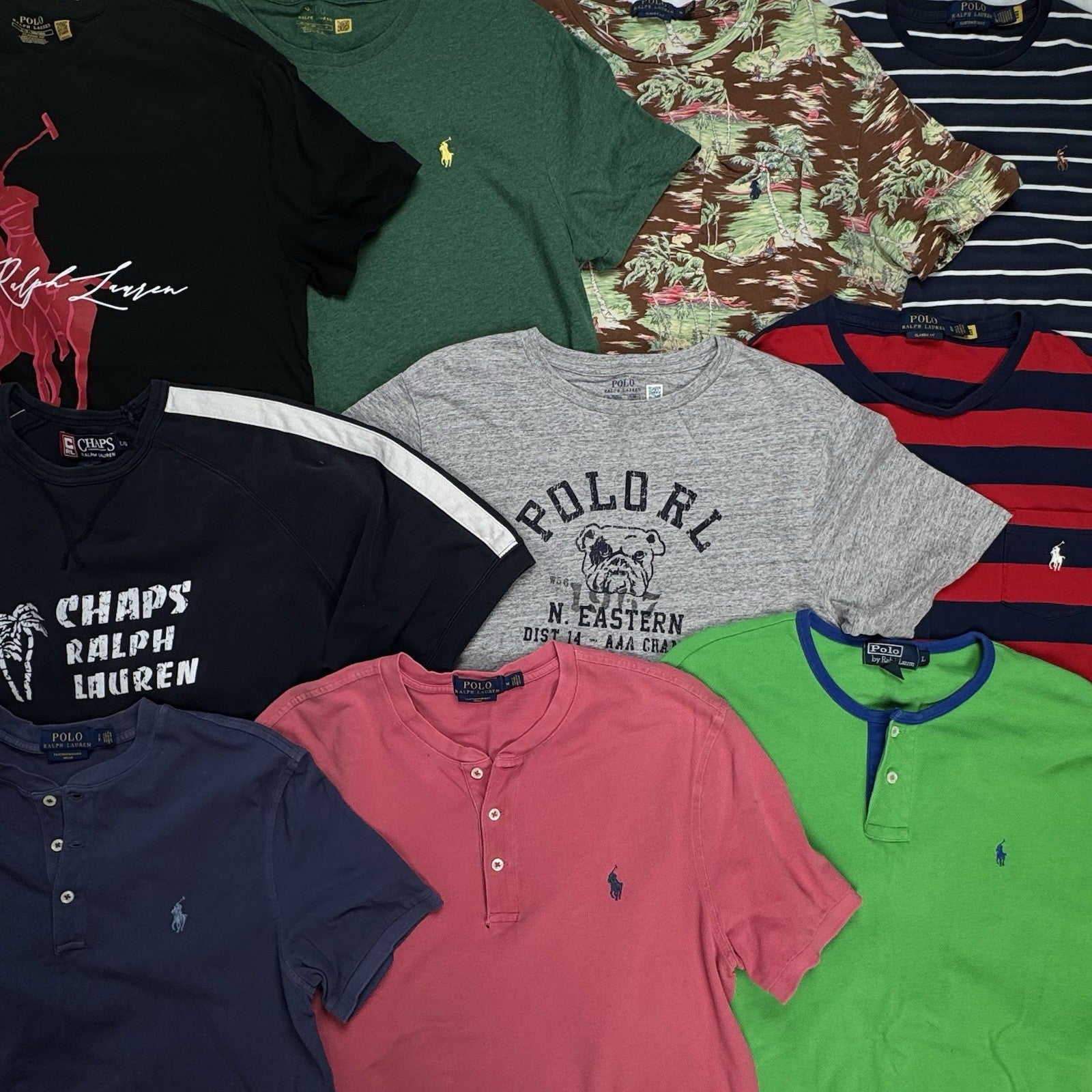 Lot of 10 Ralph Lauren Short Sleeve T-shirts & Henleys Wholesale Box S,M,L,XL