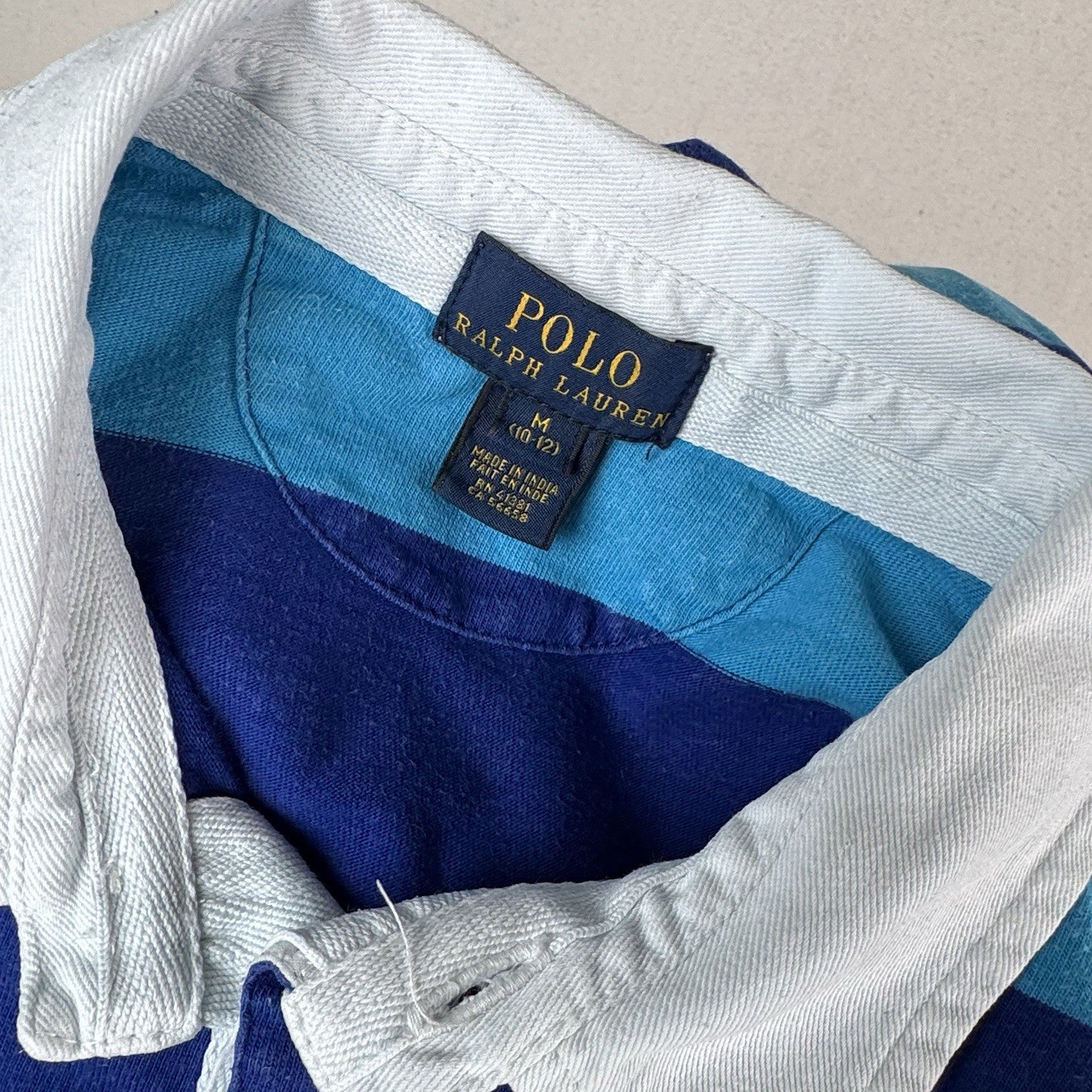 Polo Ralph Lauren Kids Blue Striped Rugby Size M 10-12