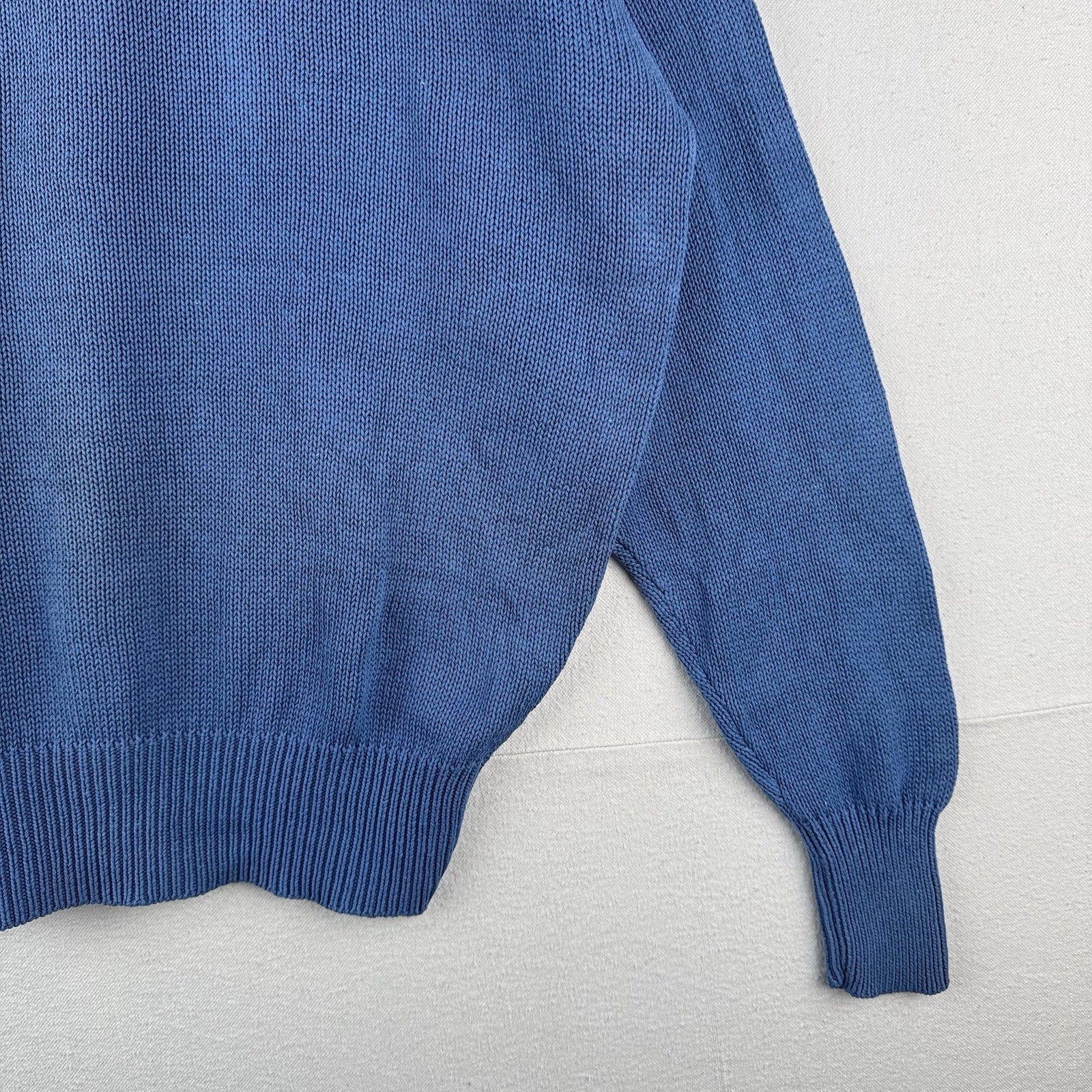 90s Vtg Polo Ralph Lauren Men’s L Cookie Sweater Patch Embroidered Raglan Blue