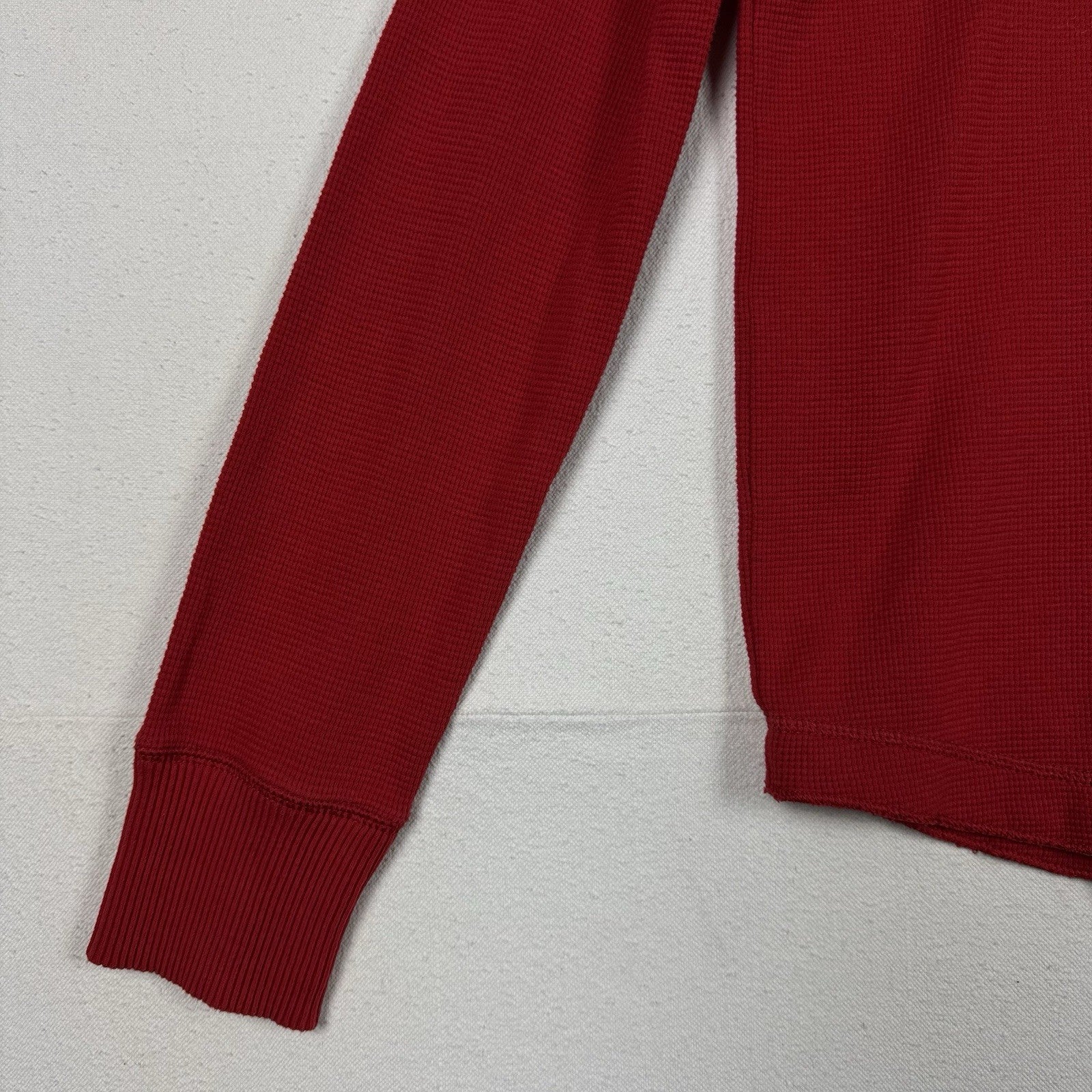 Abercrombie & Fitch Muscle Fit Thermal Waffle Long Sleeve Red Mens S A&F Sweater