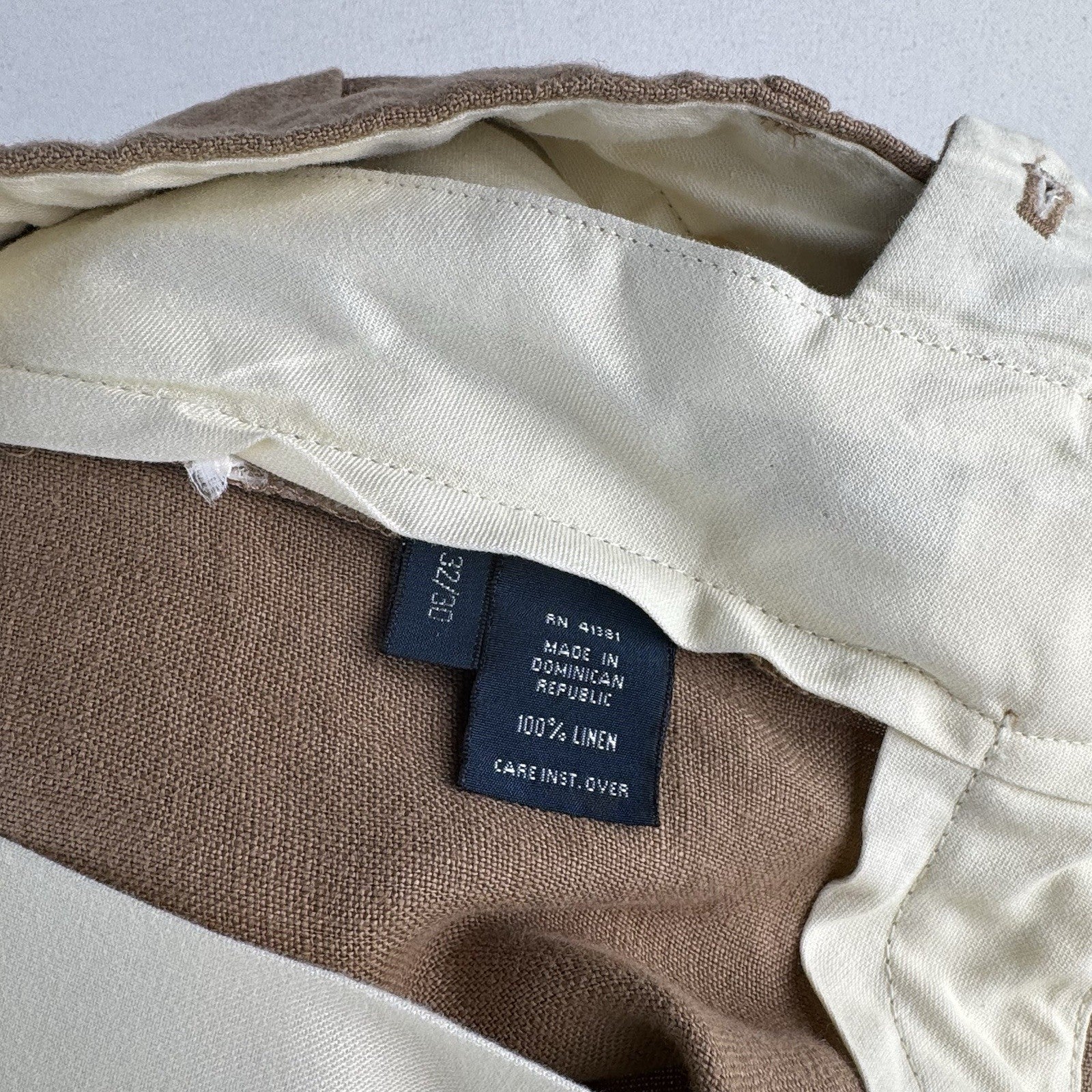 Vtg Polo Ralph Lauren Brown 100% Linen Pleated Cuffed Dress Pants Fits 30x27