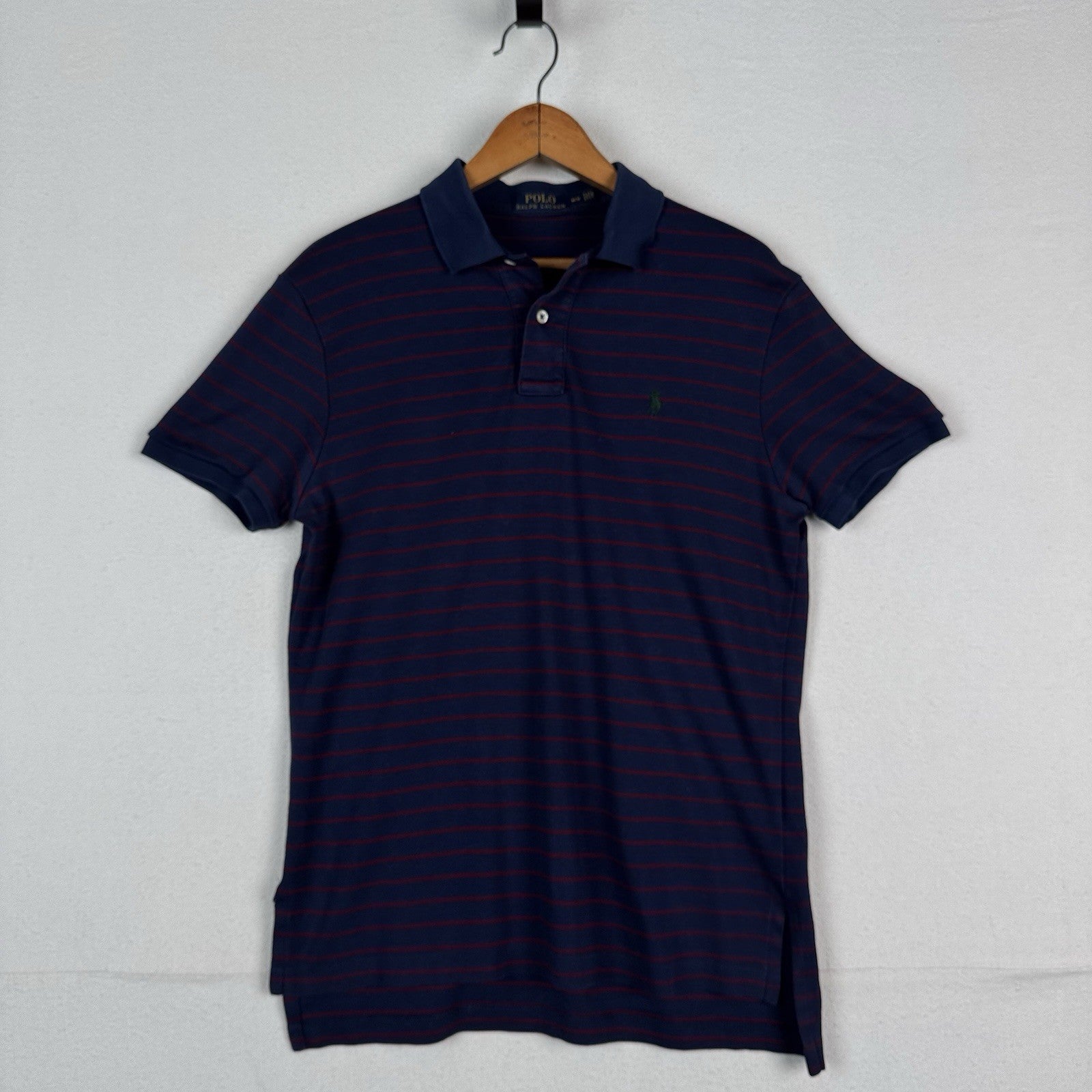 Polo Ralph Lauren Soft Touch Blue Red Striped Polo Shirt Mens Medium *read