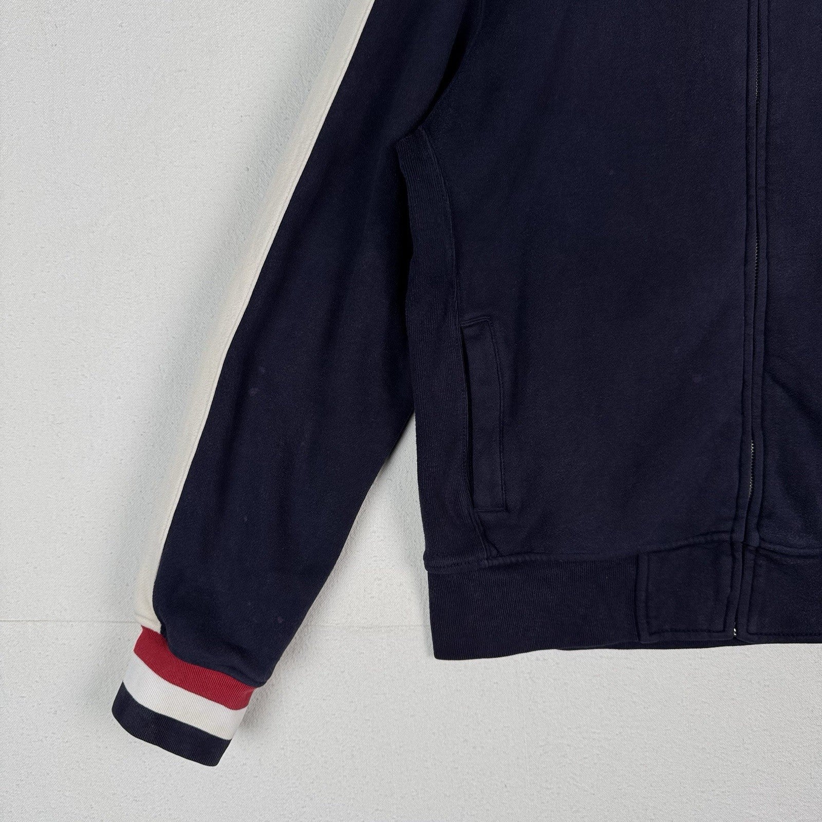 Vtg Polo Ralph Lauren Men L Blue Waffle Lined Track Jacket Heavyweight *Read