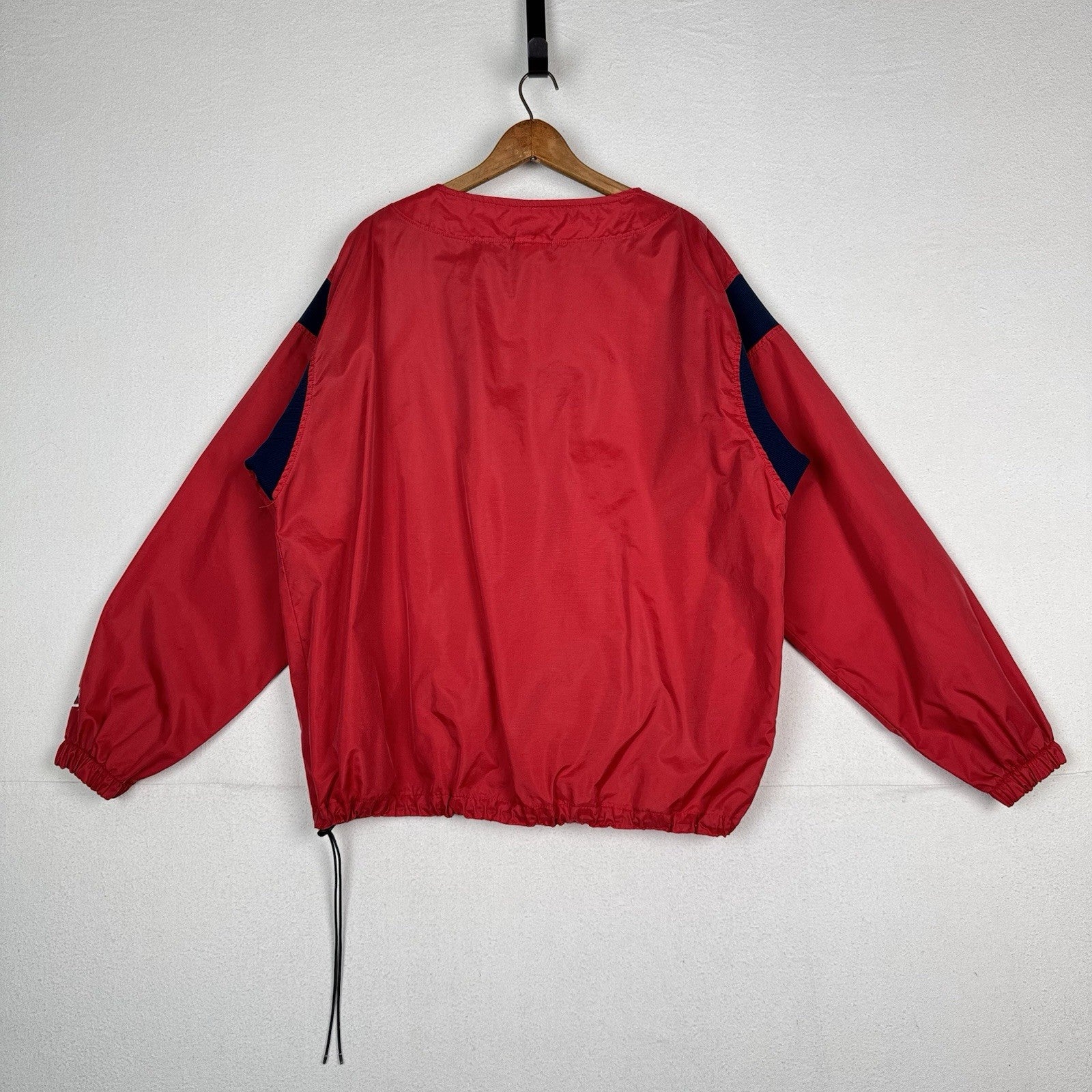 Vtg Boathouse Baseball Club Golf Mens XL Red Windbreaker 1/4 Snap Pullover USA