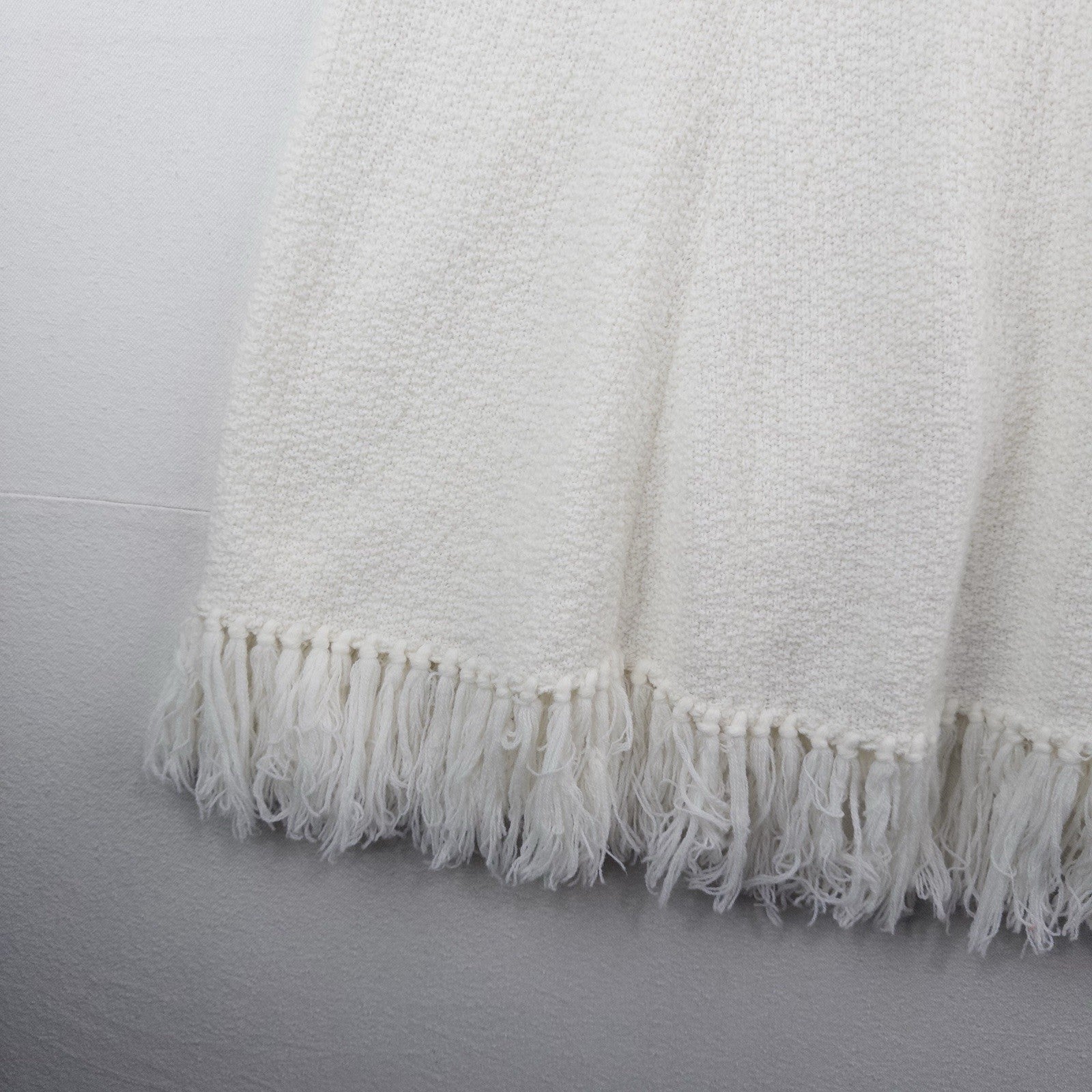 60’s Vtg Rosanna "Wintuk" Cream Knit Fringe Button Front Cape Sweater One Size