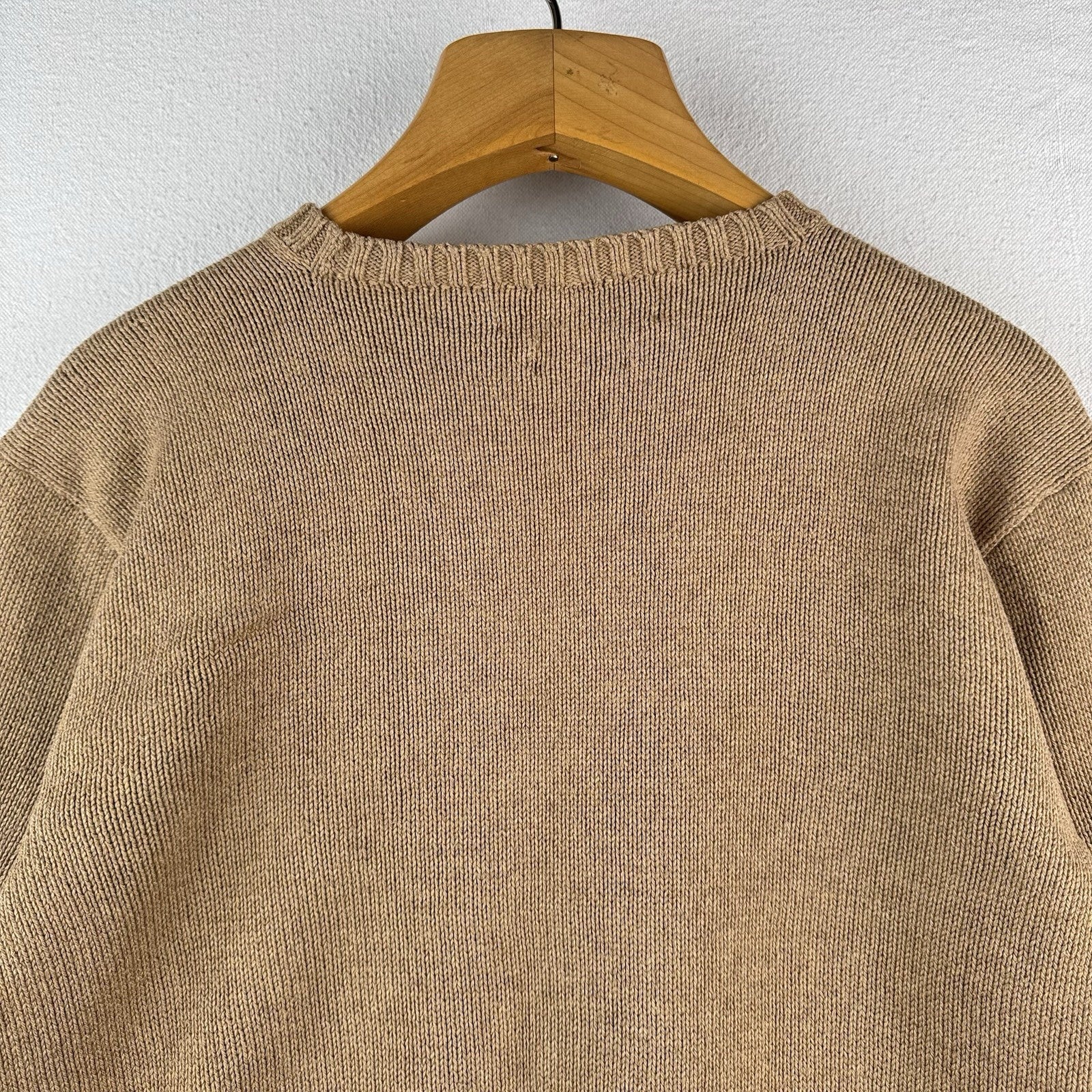 Vintage Polo Ralph Lauren Mens XL Crew Neck Sweater 100% Pima Cotton Beige *Read