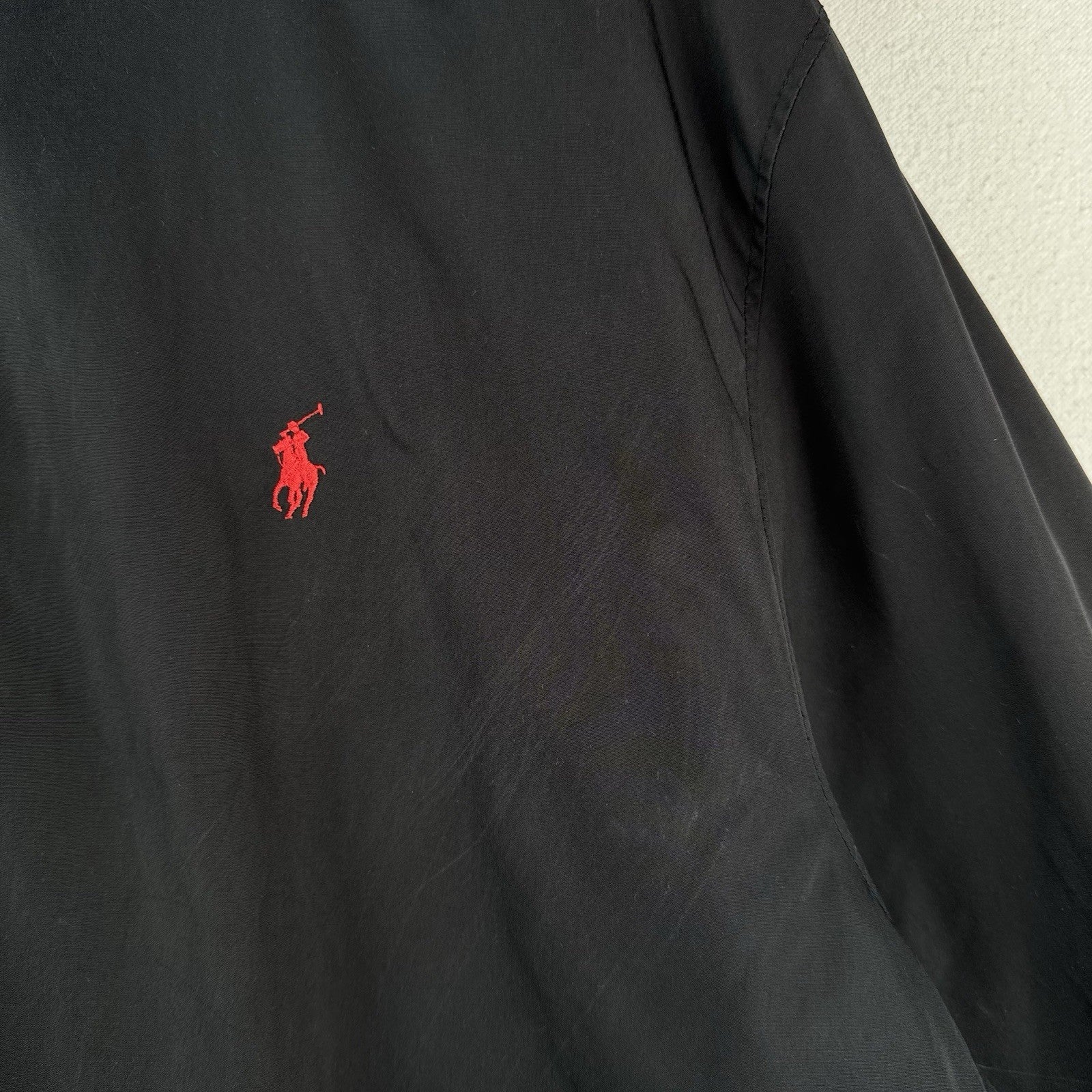 Vtg Polo Ralph Lauren Harrington Jacket Mens 3XB Black Stowaway Hood *Read