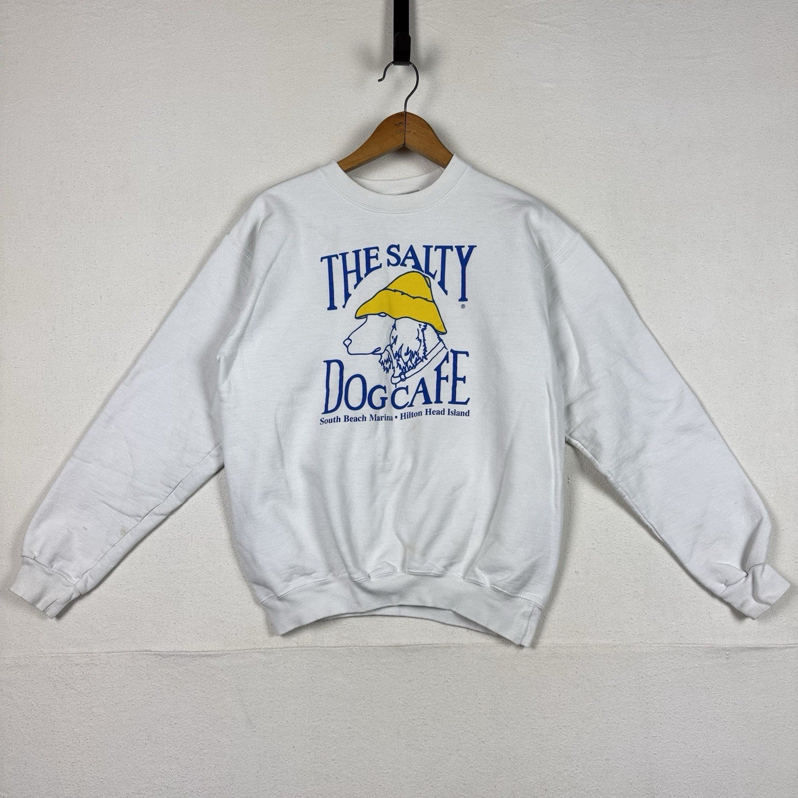 Hanes Salty Dog Cafe Men's S Gray Cotton Pullover Sweatshirt Distressed