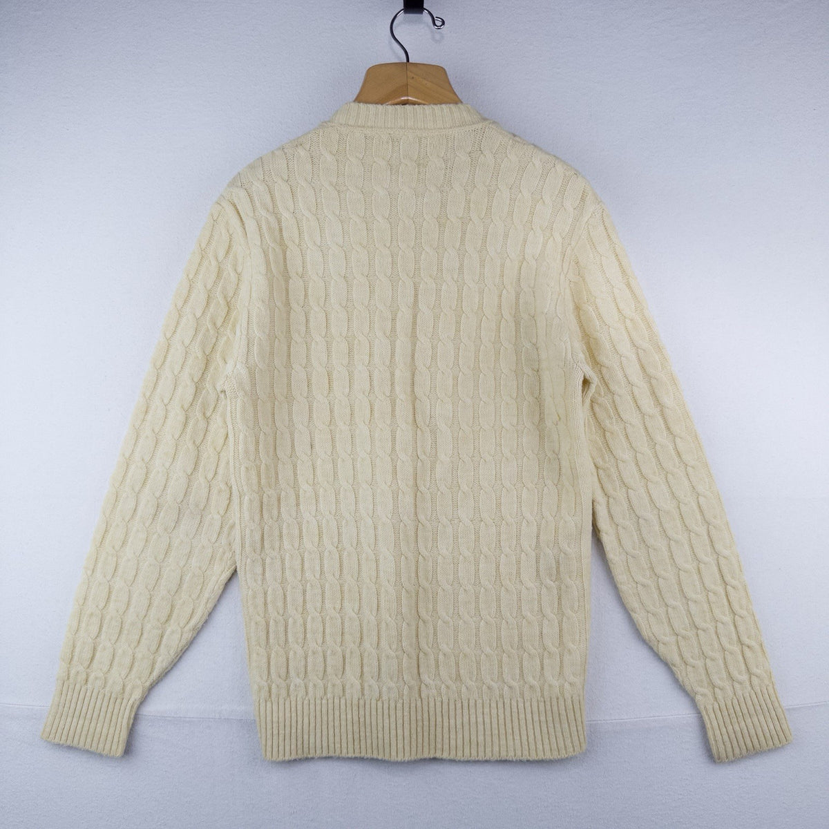 80’s Vtg Lord Jeff Sweater Men’s Large Yellow Cable-Knit Crewneck Pullover USA