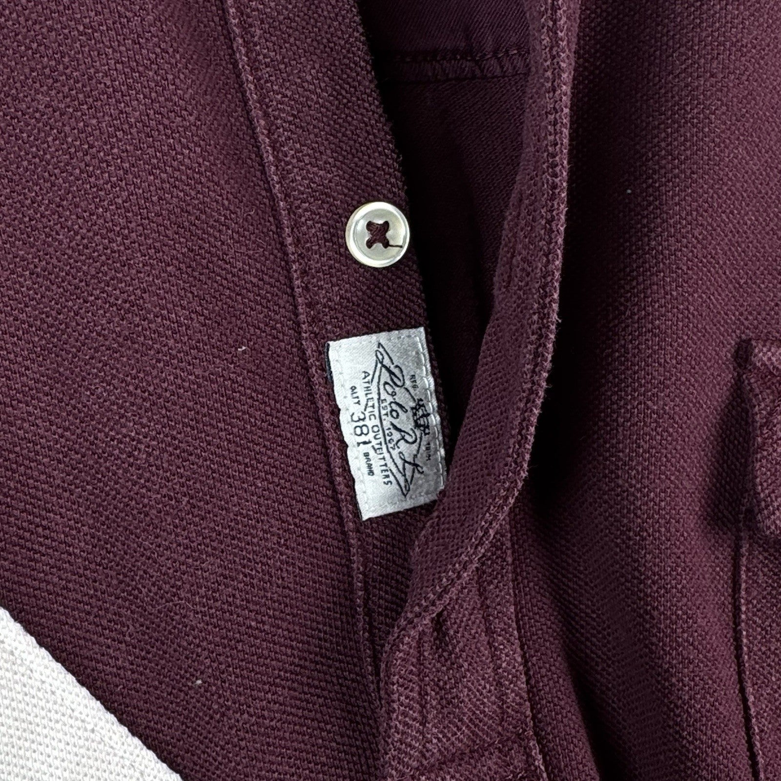 Vintage Polo Ralph Lauren Men’s L Pocket Rugby Shirt Long Sleeve Burgundy White