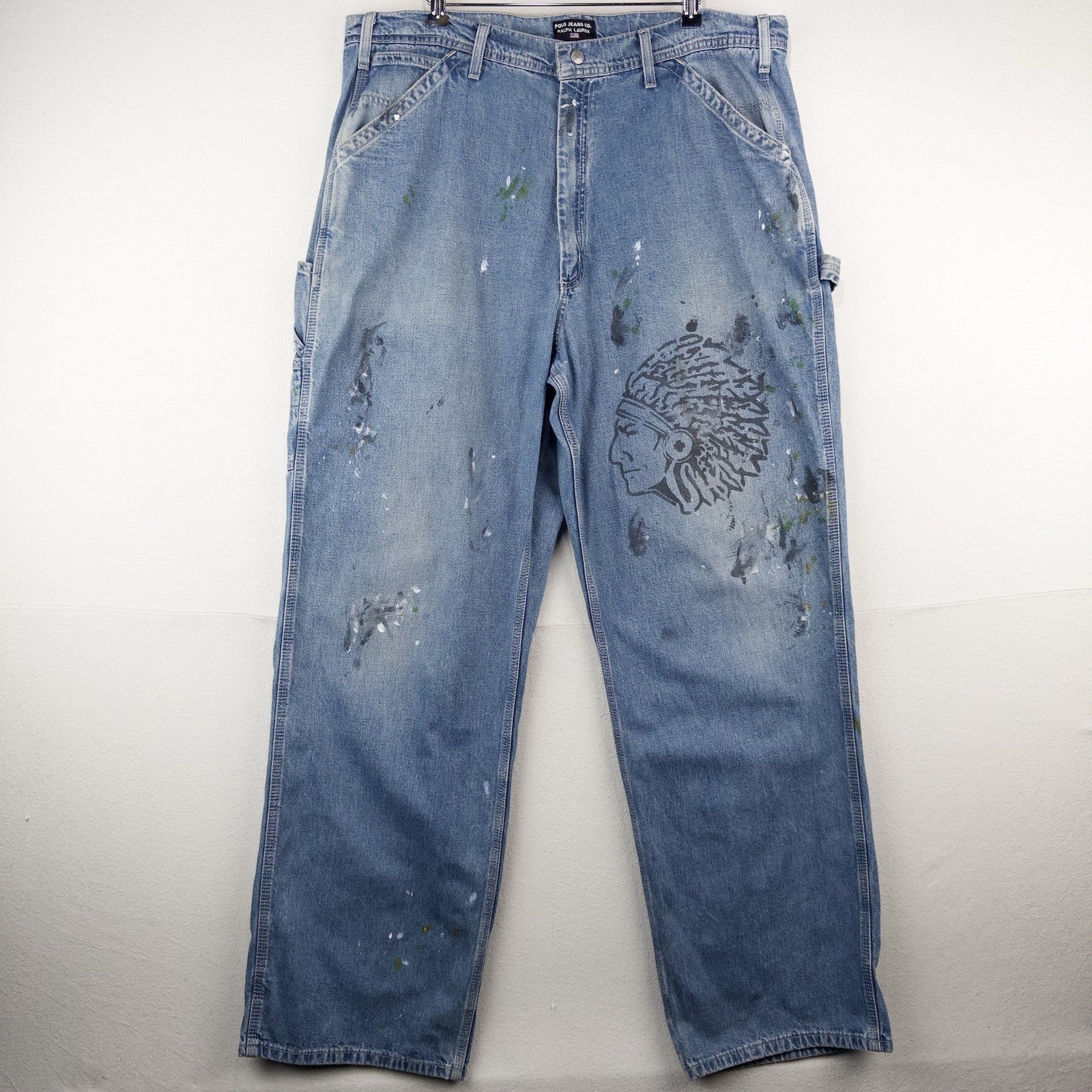 90’s Vtg Ralph Lauren Polo Jeans Co Distressed Baggy Pants Mens 38x34