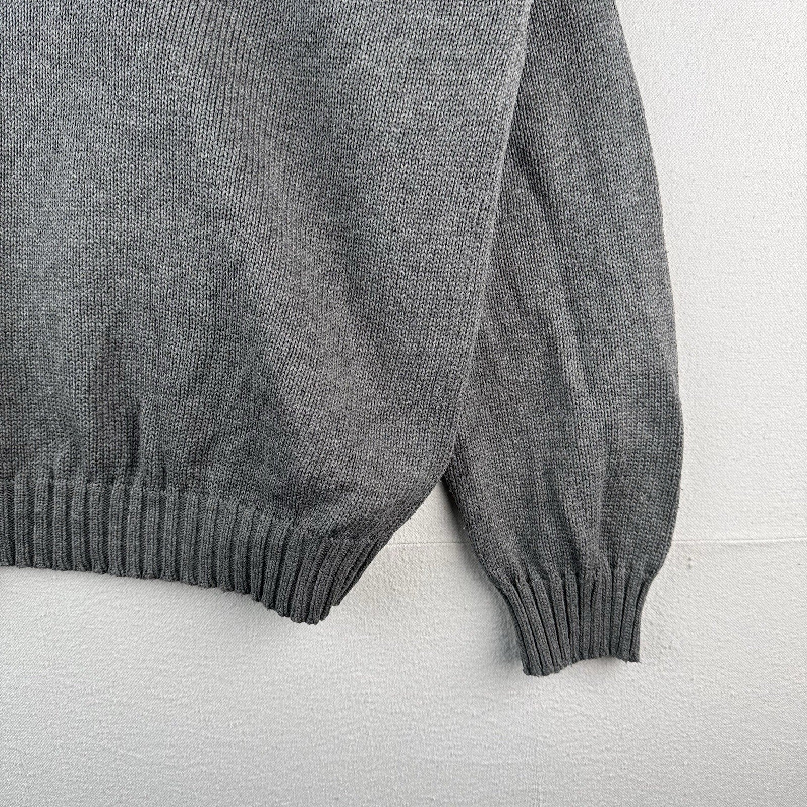 90's Vtg Polo Ralph Lauren Cotton Gray Knit Crewneck Sweater Men's 2XL Blue Pony