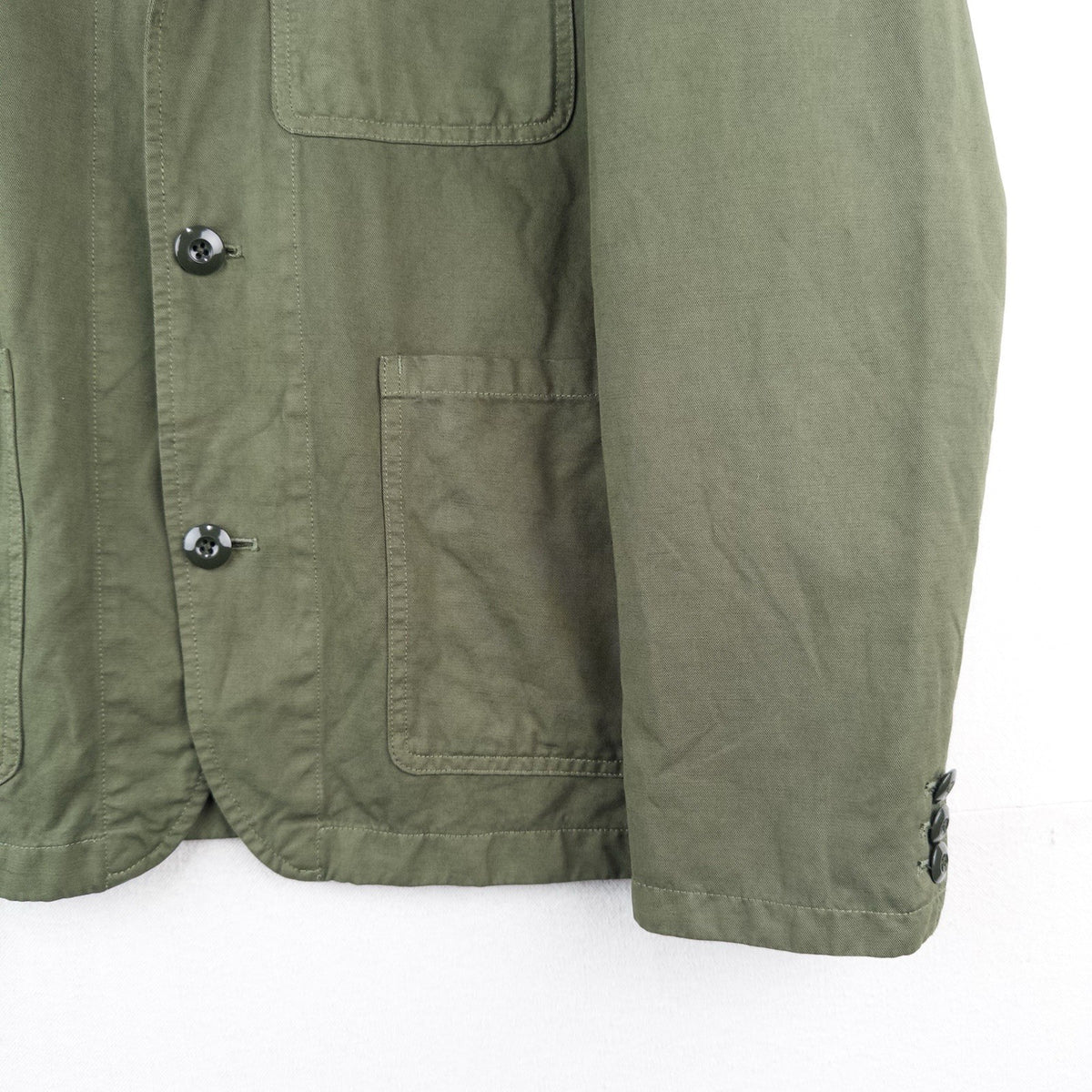 Wallace Barnes Tessuti Sondrio Olive Green Cotton Workwear Chore Coat Blazer 42S