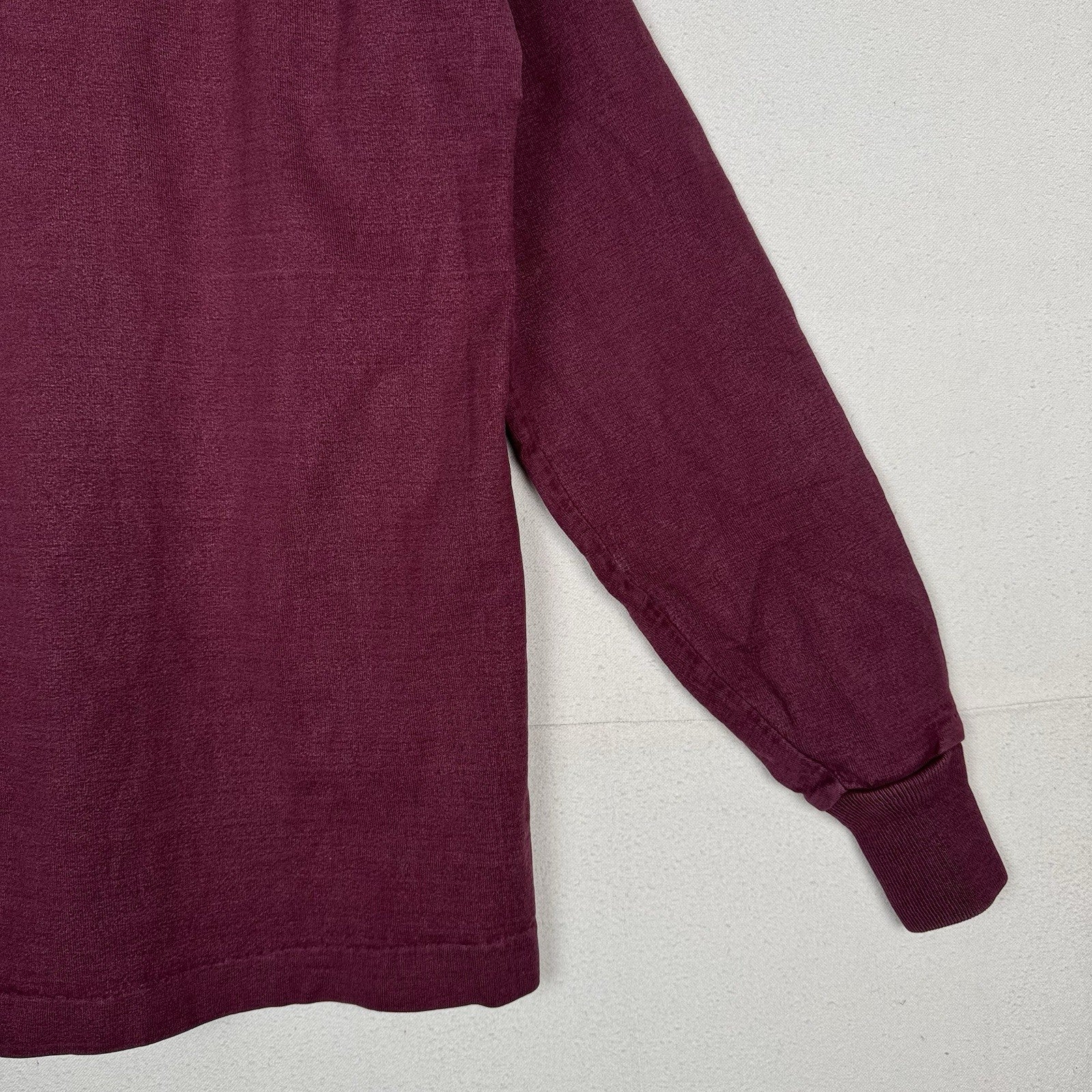 L.L. Bean Rugby Polo Shirt Mens L Large Tall Vintage Burgundy Long Sleeve