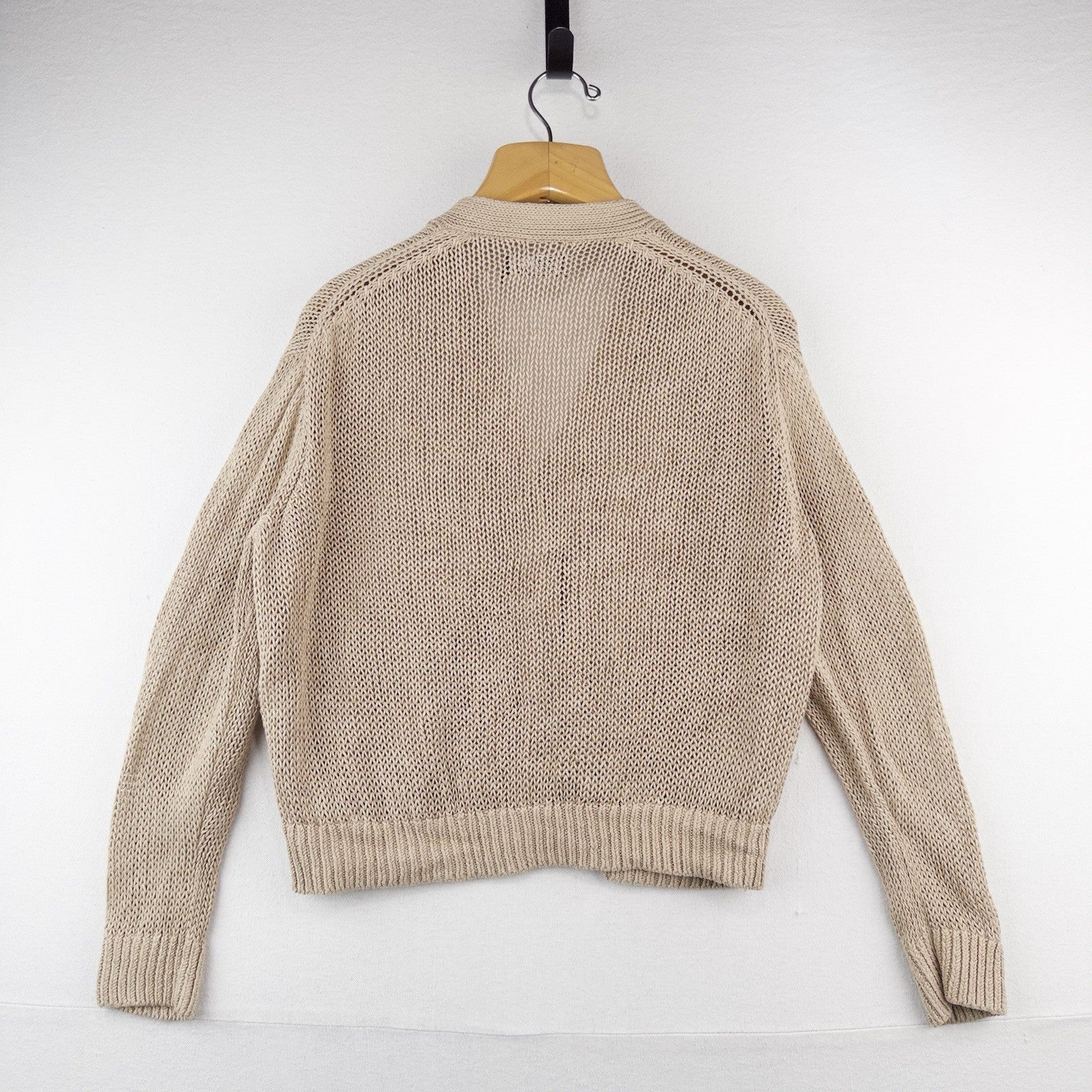 Polo Ralph Lauren Women’s S Tan Beige Linen Knit Button Front Cardigan Sweater