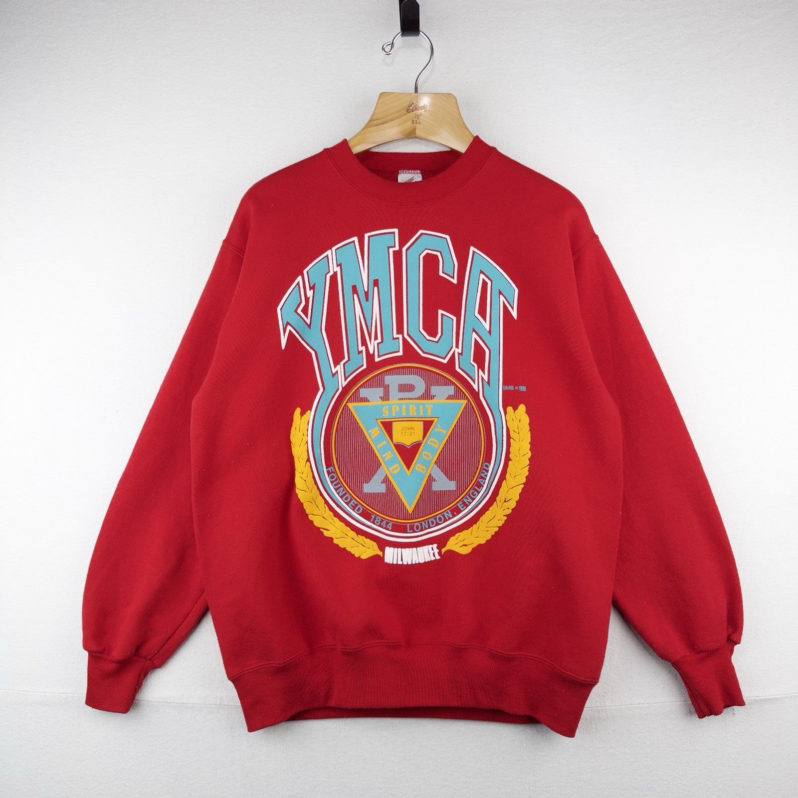 80's Vtg YMCA Milwaukee Men's L Red Crewneck Sweatshirt Made In USA