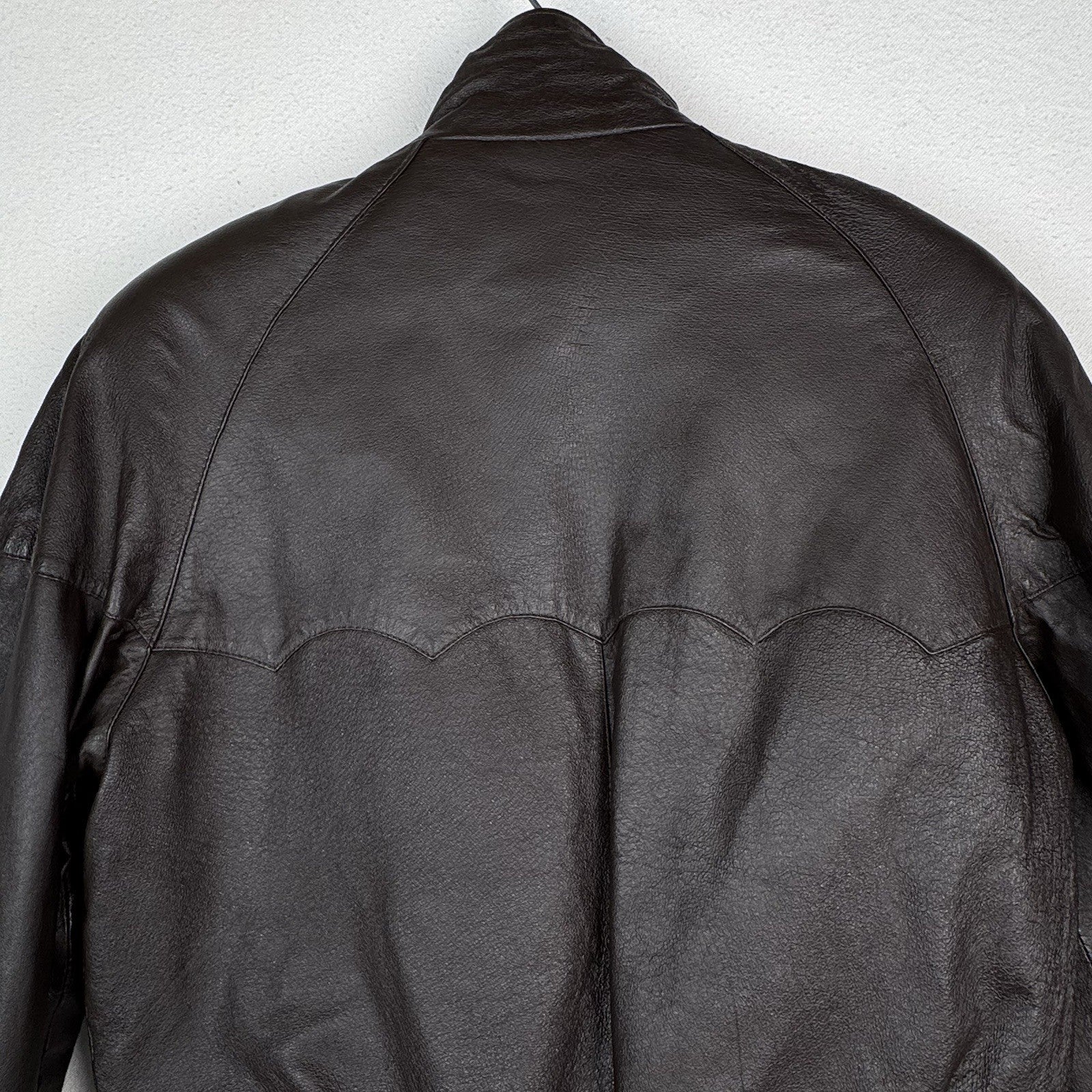 John Blair Leather Western Bomber Aviator Jacket Brown Mens’s Small