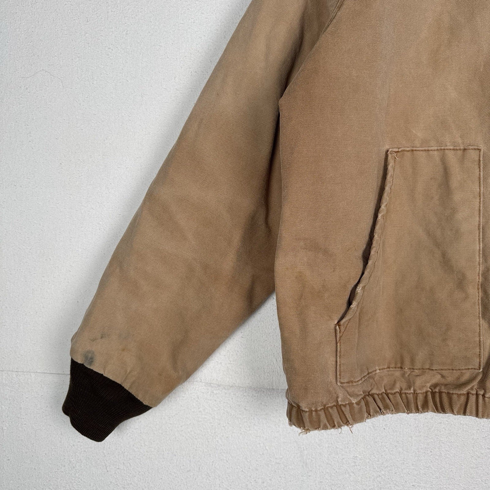 Vintage Liberty Rugged Outdoor Mens M/L Canvas Work Jacket Coat Tan *Distressed