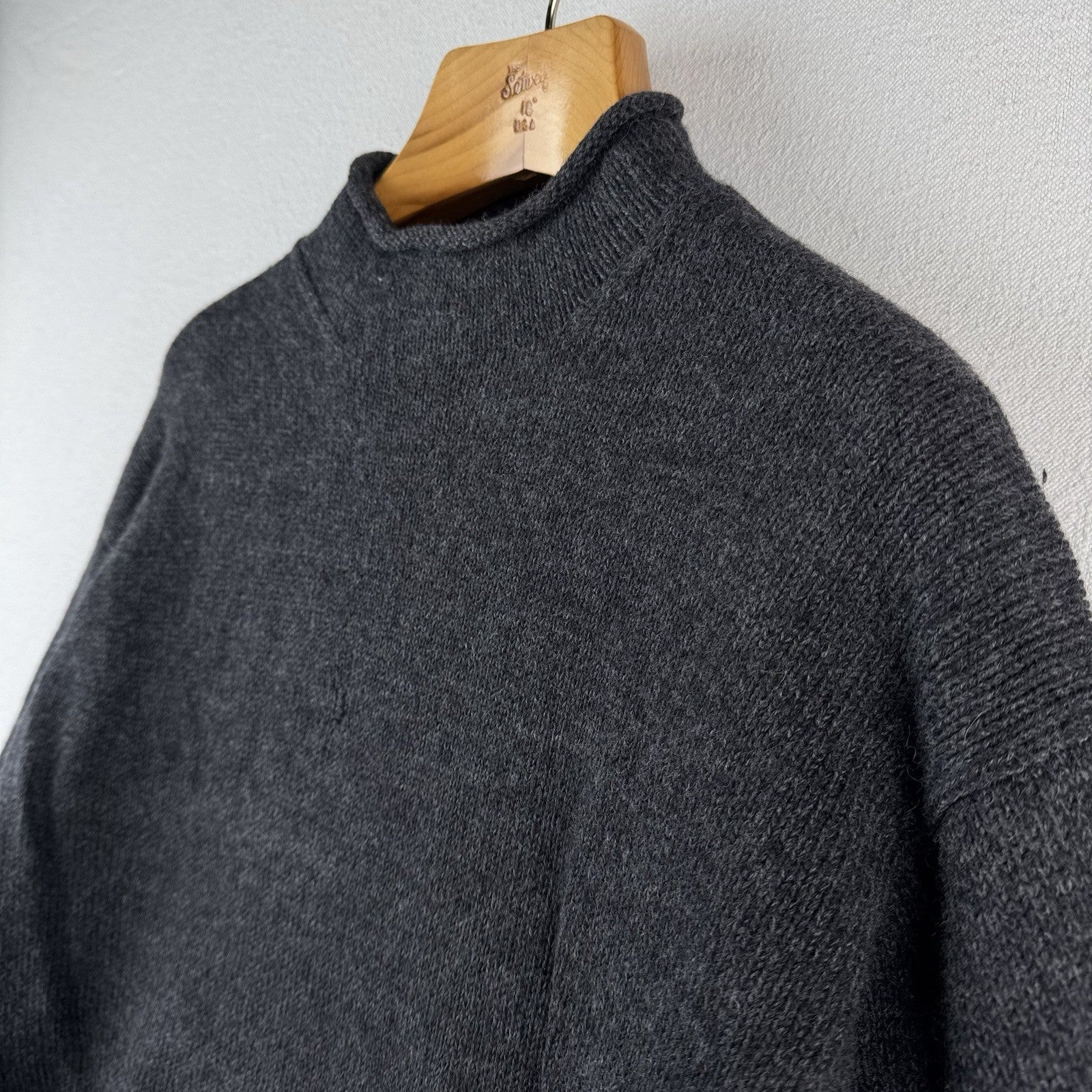 90’s Vtg Polo Ralph Lauren Roll Neck Wool Knit Sweater Mens XL Gray
