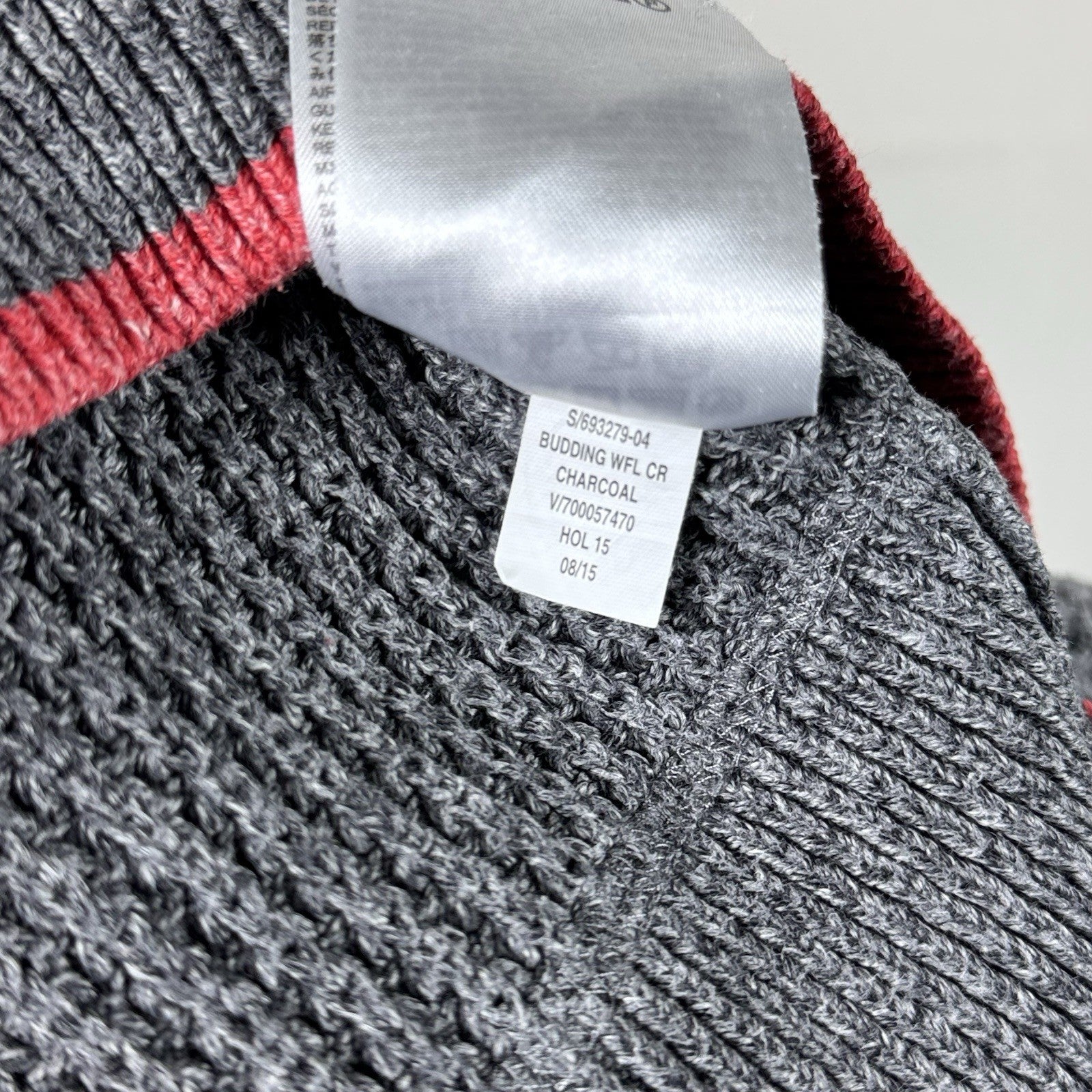 Gap Kids Budding Waffle Crew Sweater Gray Red Trim pullover preppy Size M 8-9