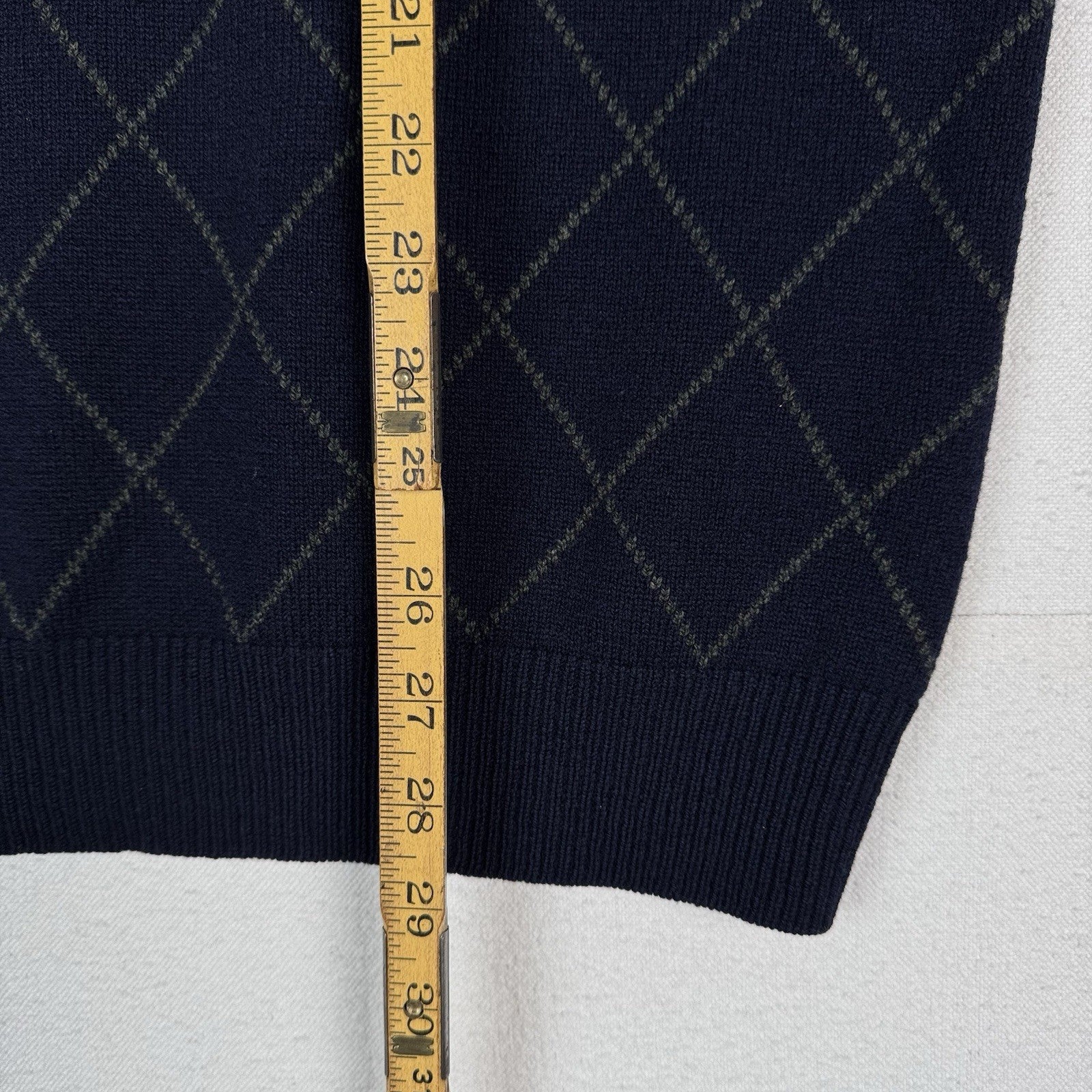 LL Bean Lambswool Sweater Vest XL Argyle Grandpa Navy Blue Green