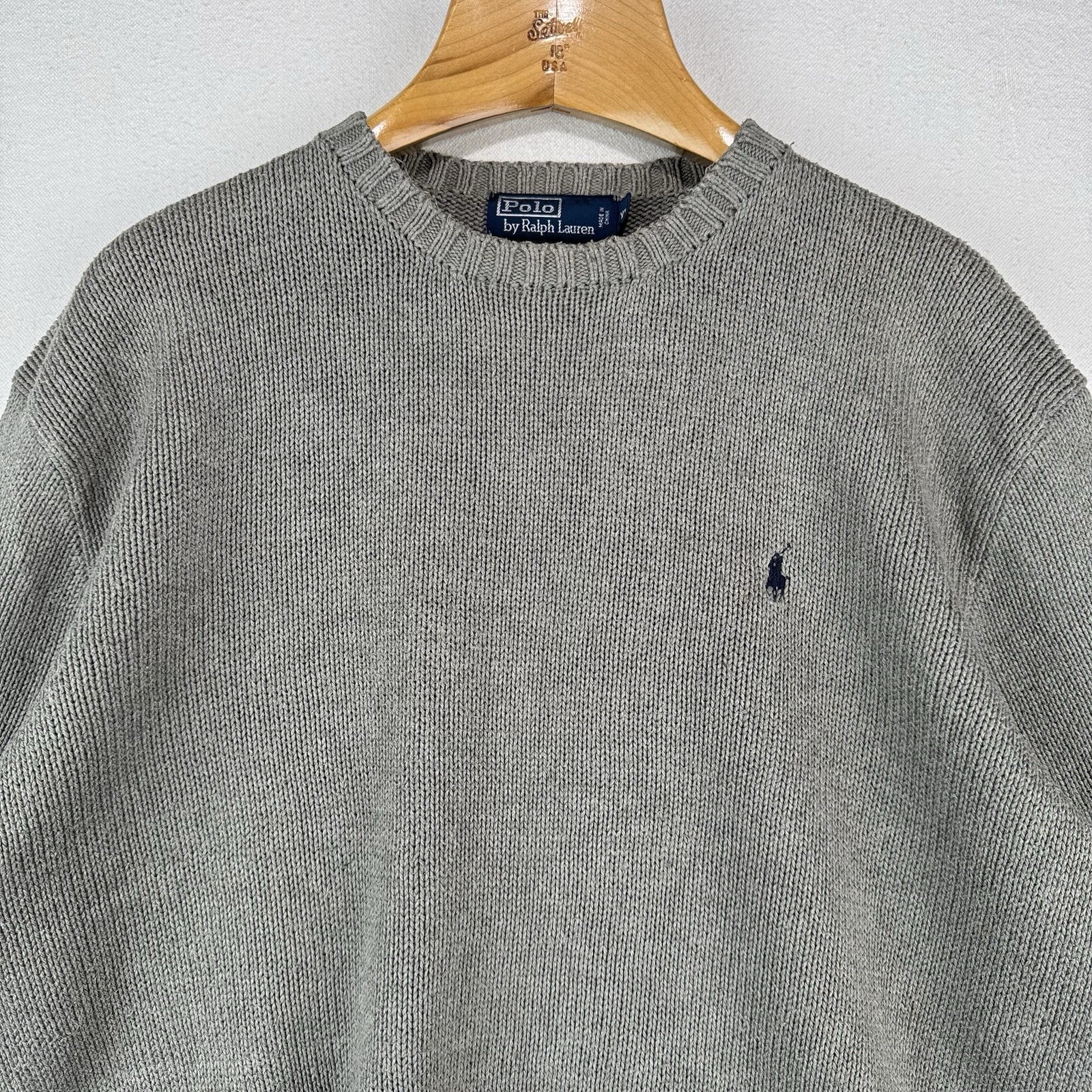 90’s Vintage Polo Ralph Lauren Knit Sweater Men’s XL Gray Pima Cotton Crewneck