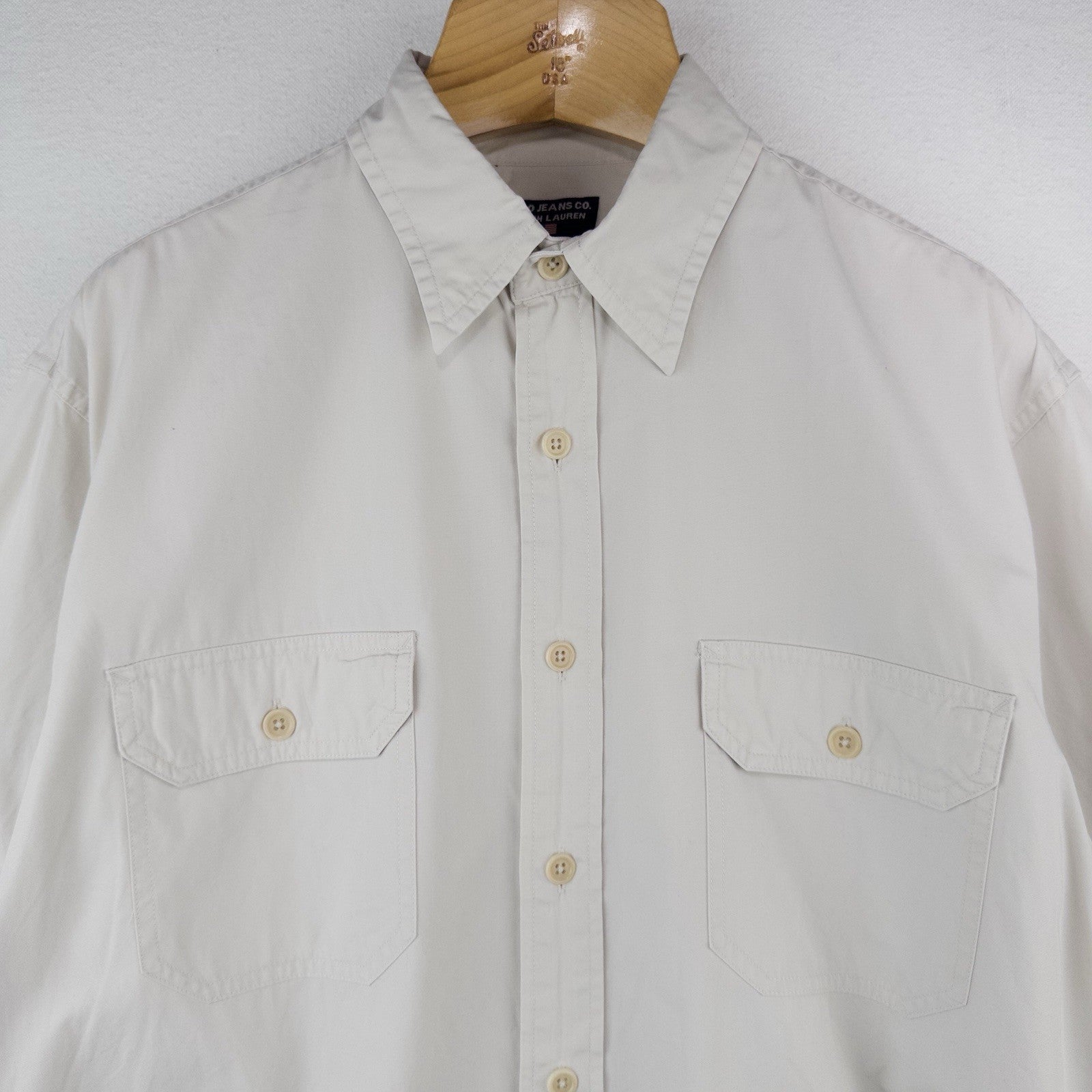 Ralph Lauren Polo Jeans Company Men’s L Safari Utility Shirt 100% Cotton Beige