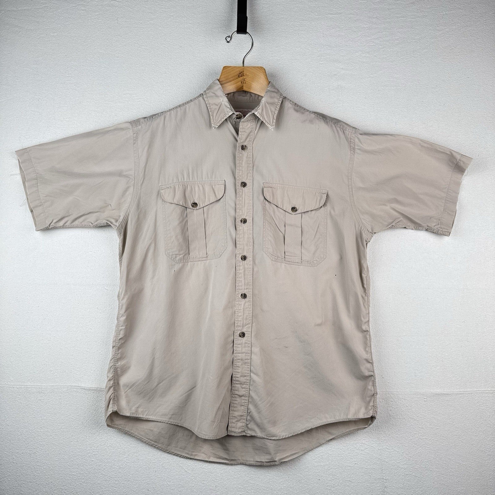 Vintage C.C. Filson Khaki Short Sleeve Camp Shirt Men’s Large Button Up Made USA