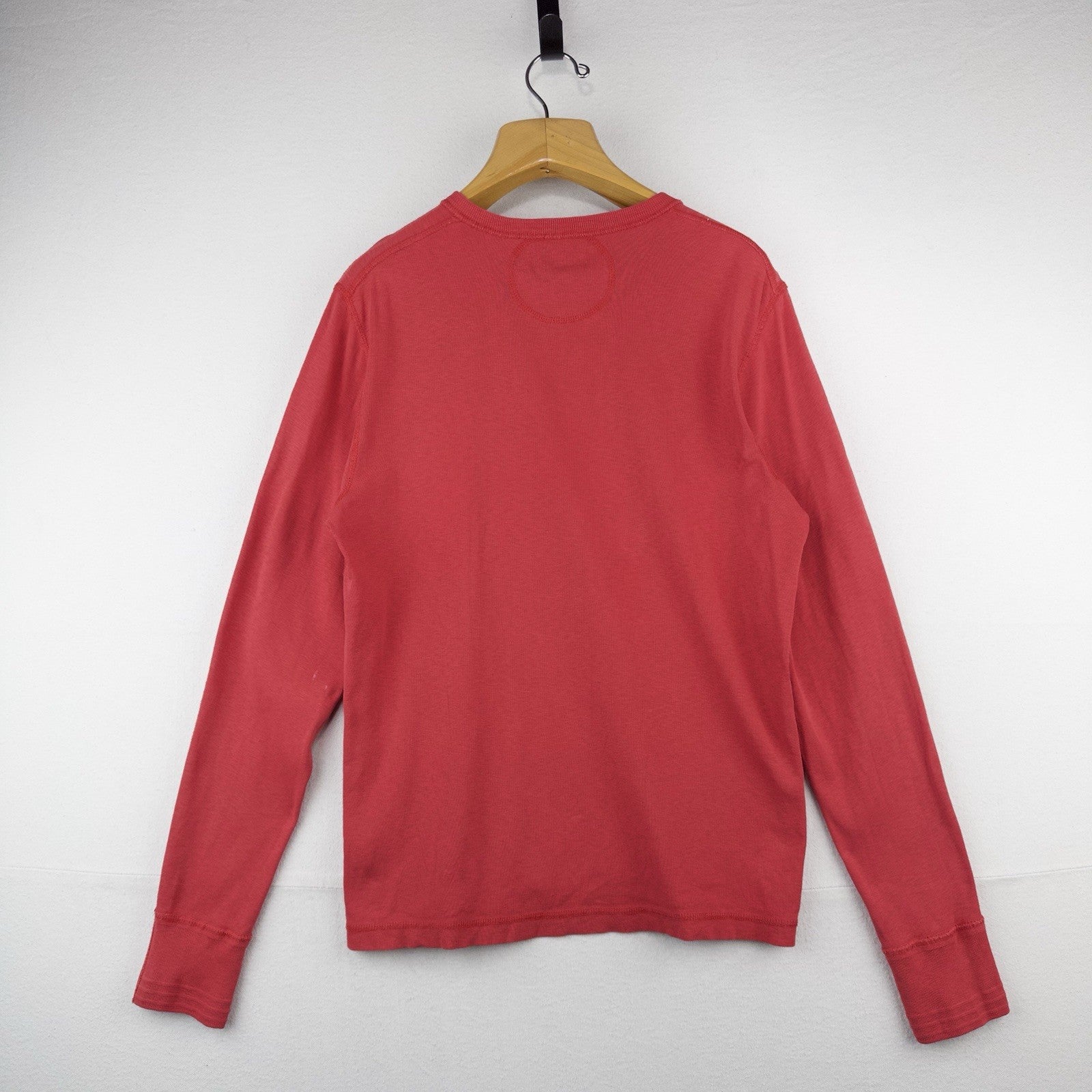 90's Vtg Polo Ralph Lauren Men's L Slub Jersey Long Sleeve Henley Shirt Coral Re