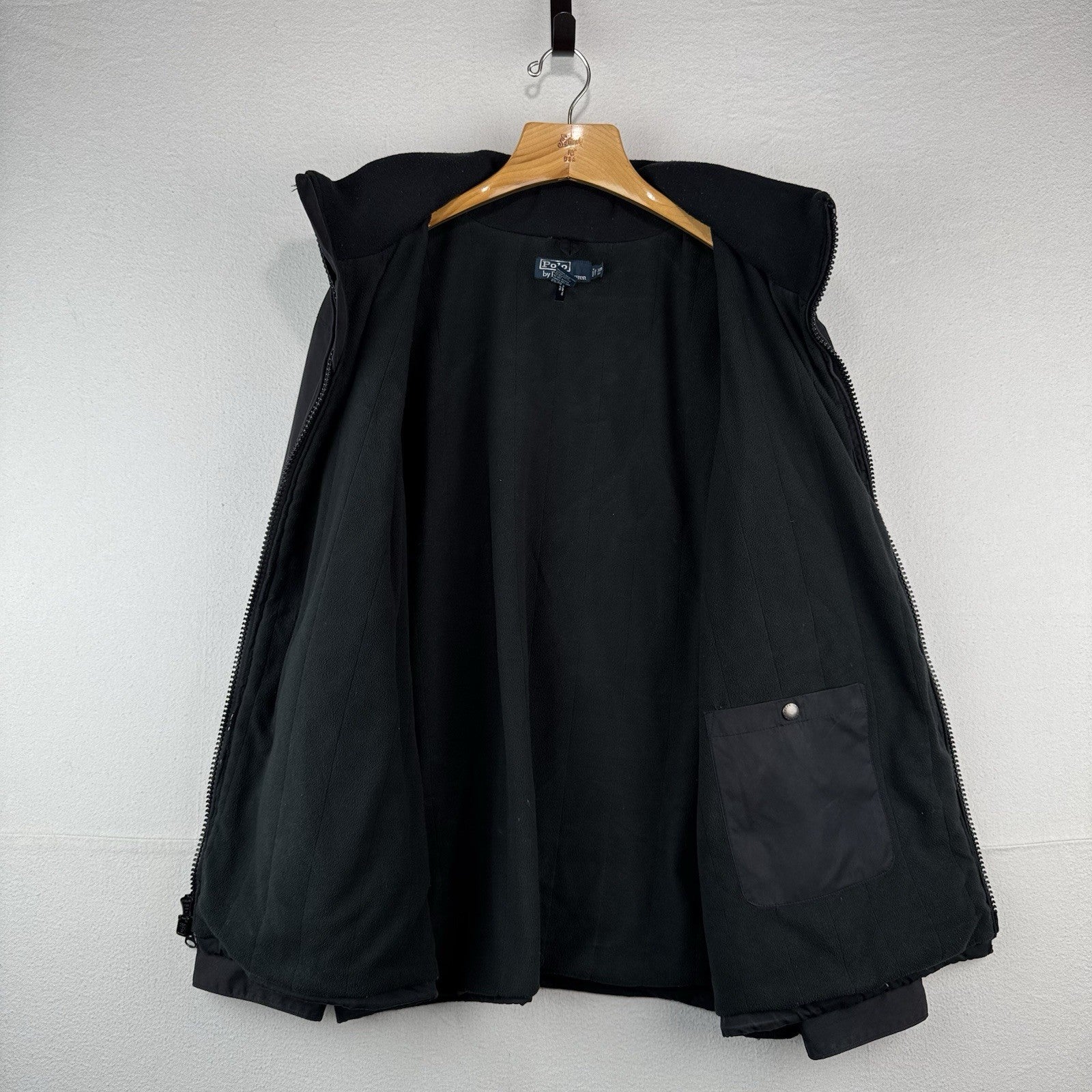 Vtg Polo Ralph Lauren Harrington Jacket Mens 3XB Black Stowaway Hood *Read