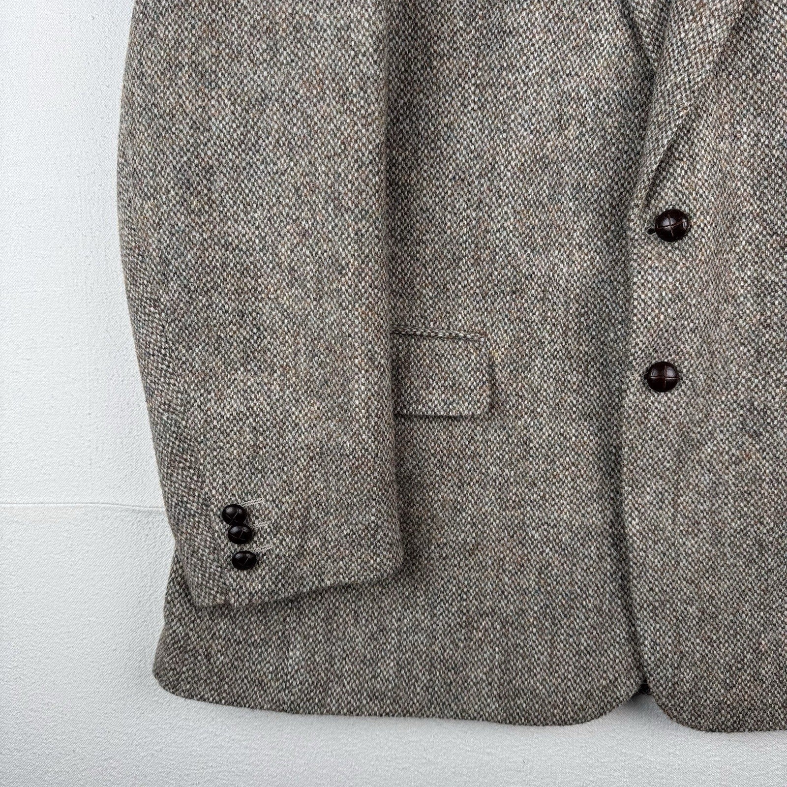 Harris Tweed Sport Coat 46R Brown Green 100% Wool Jacket Blazer