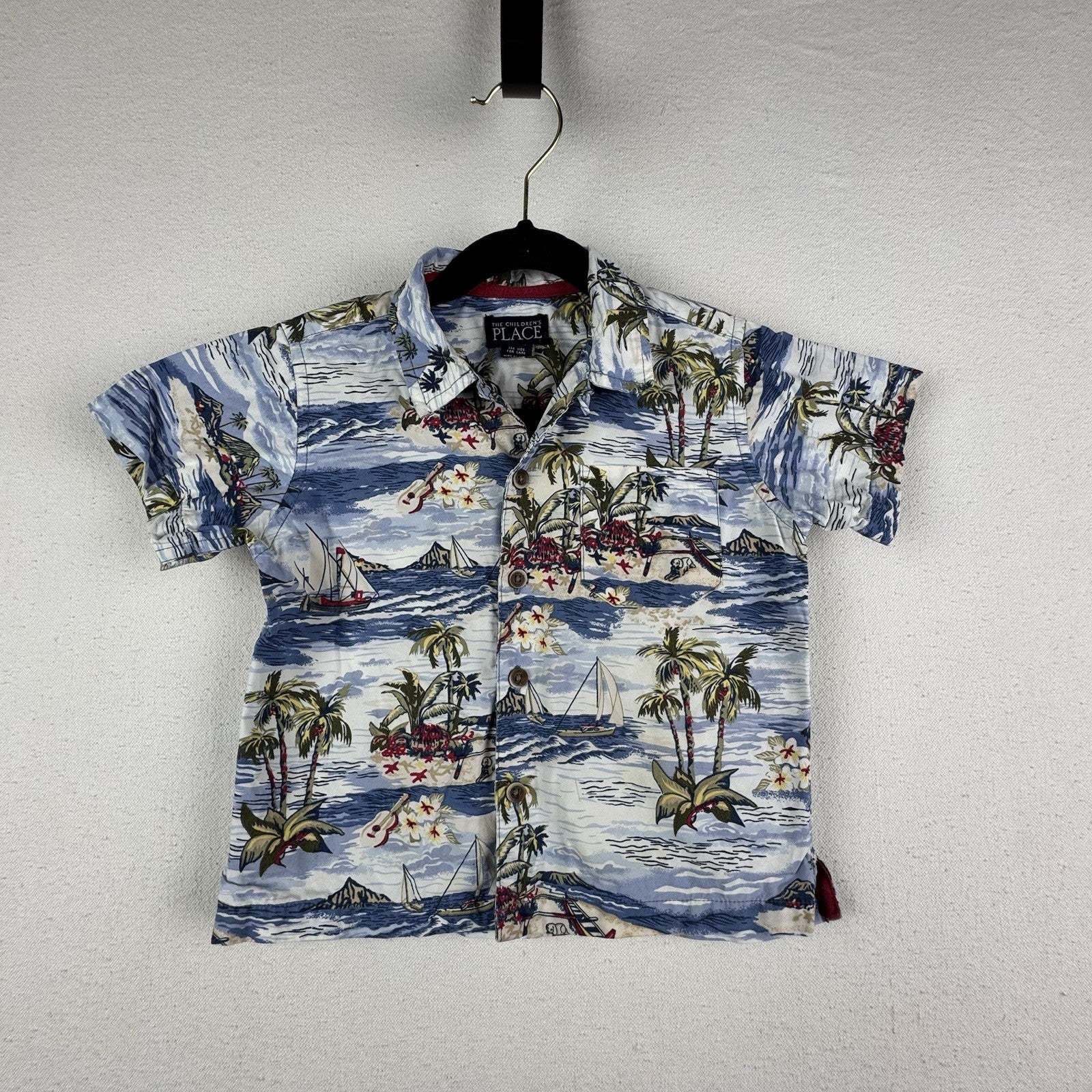 Childrens Place Boys Short Sleeve Collared Hawaiian Shirt Size 24mos