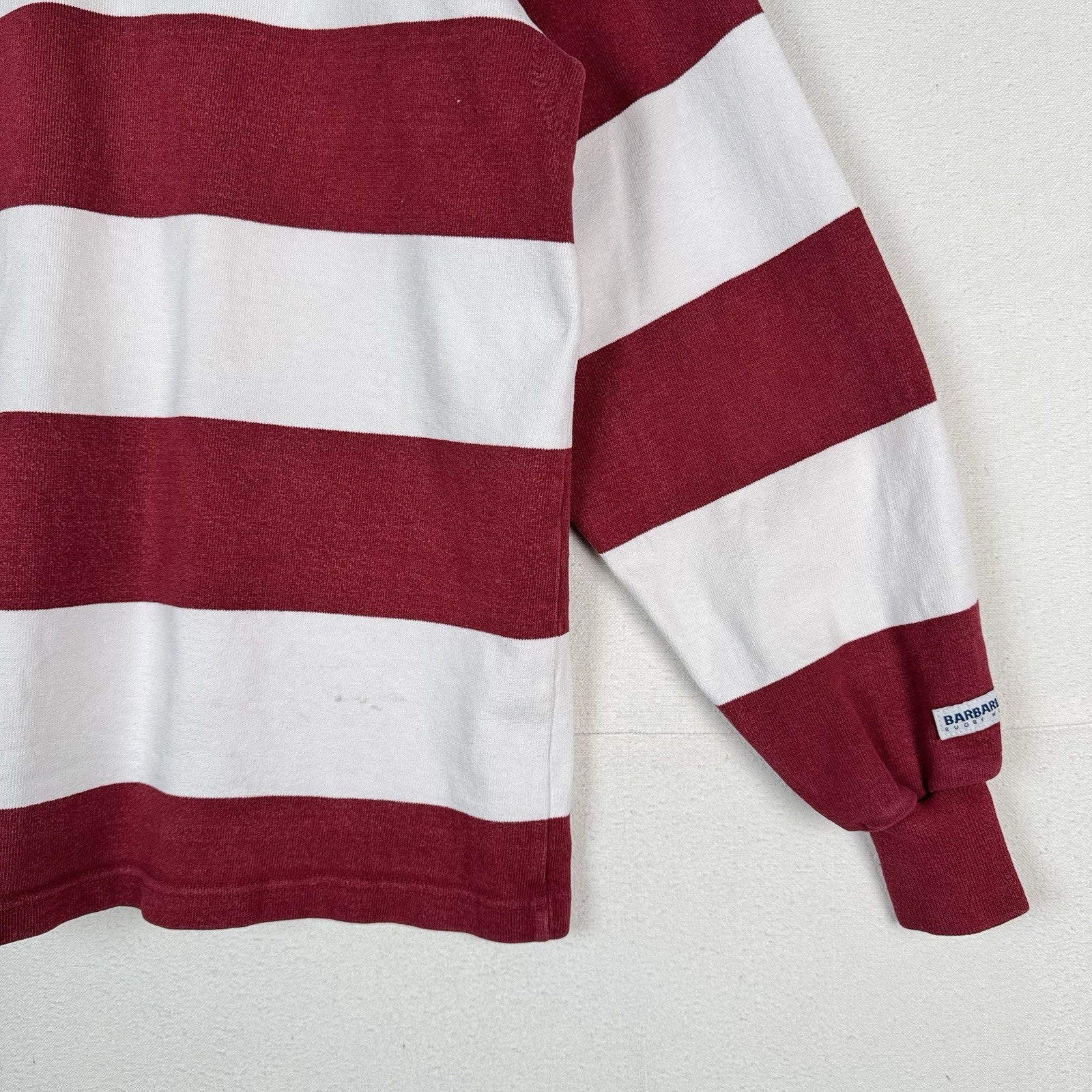 Vintage Rugby Men’s XXL Barbarian Long Sleeve Red White Stripe Polo *Read