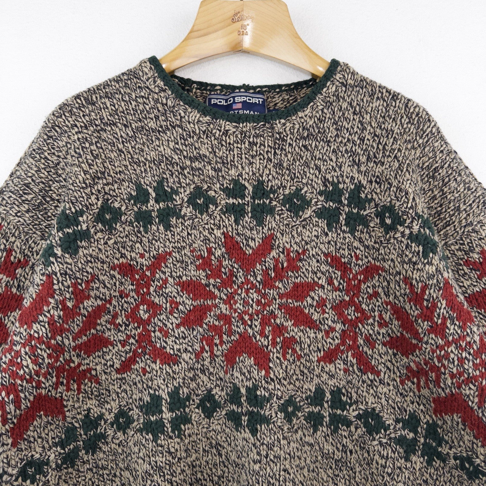 90’s Vtg Polo Sportsman Ralph Lauren Hand Knit Wool Blend Sweater Ski Men's 2XL