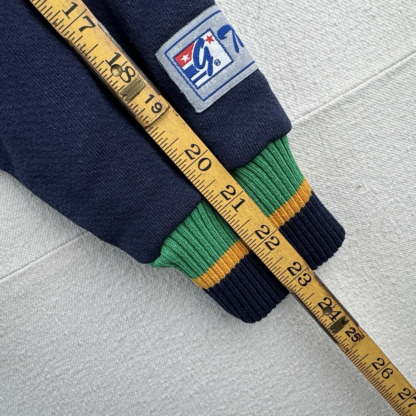 90’s Vintage Notre Dame Fighting Irish Sweatshirt Mens L Blue Green Mock Neck