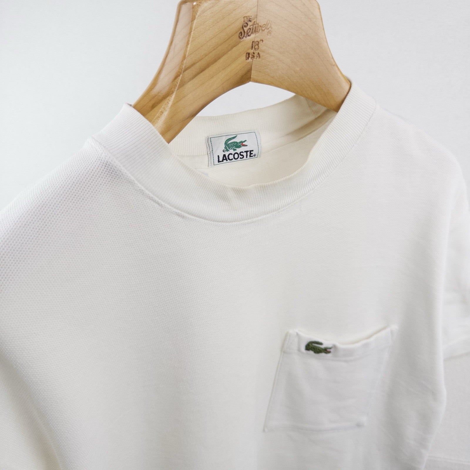 80’s Vtg Lacoste White Pique Knit Short Sleeve Crewneck T-Shirt Men’s M